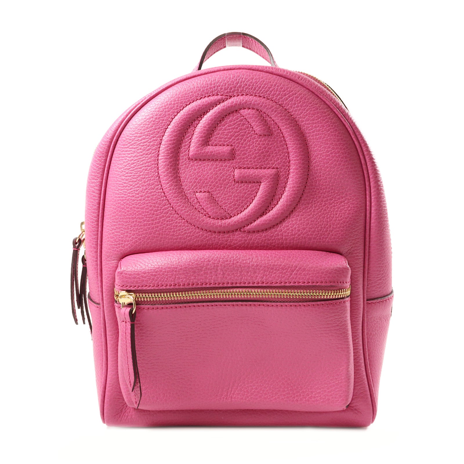 GUCCI 牛皮皮革Backpack金扣鏈帶背包桃紅色