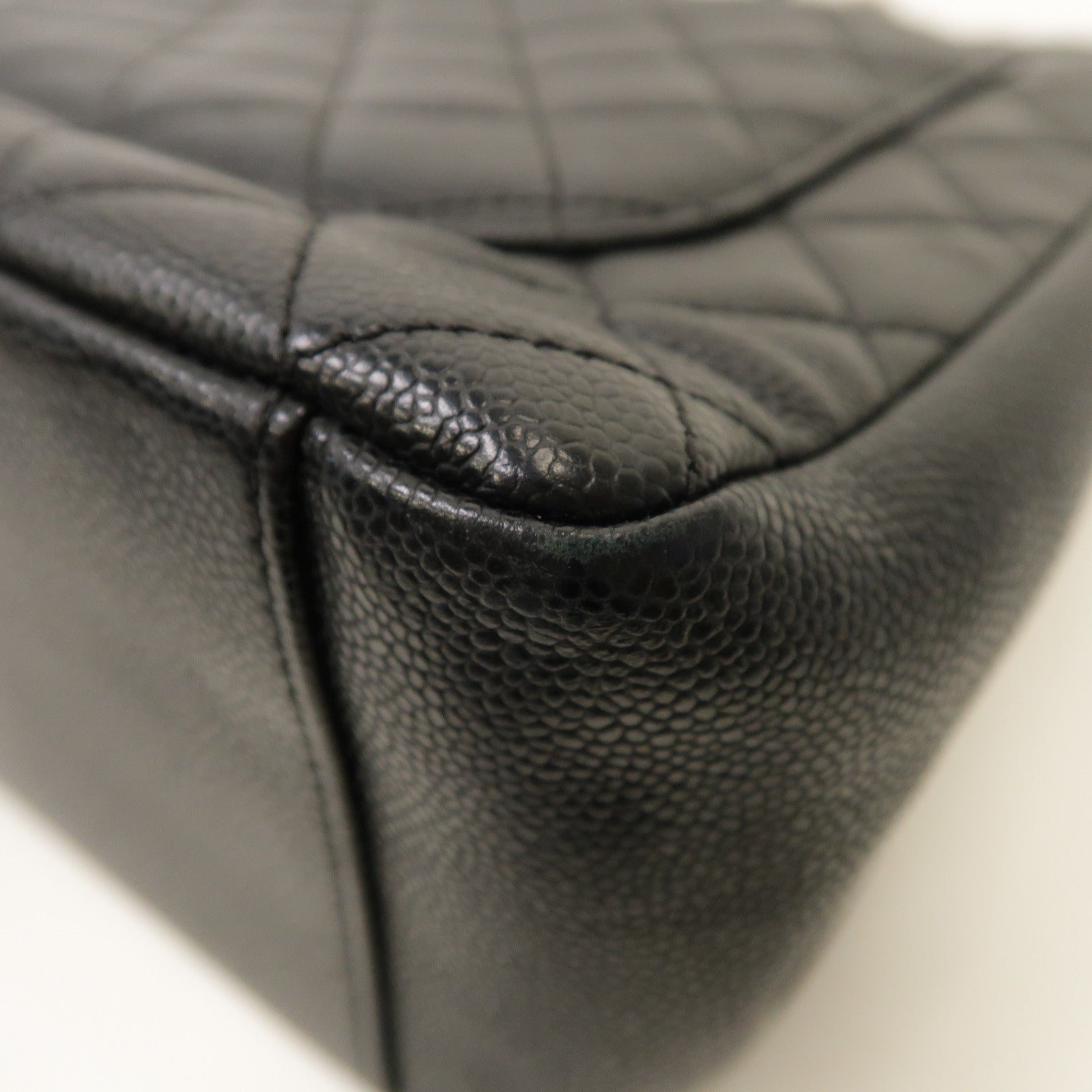 CHANEL 菱格牛皮皮革Grand Shopping Tote Bag銀扣手挽袋黑色