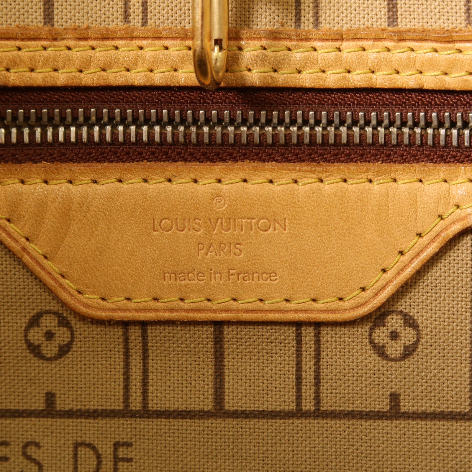 LOUIS VUITTON Monogram Neverfull GM金扣手挽袋棕色