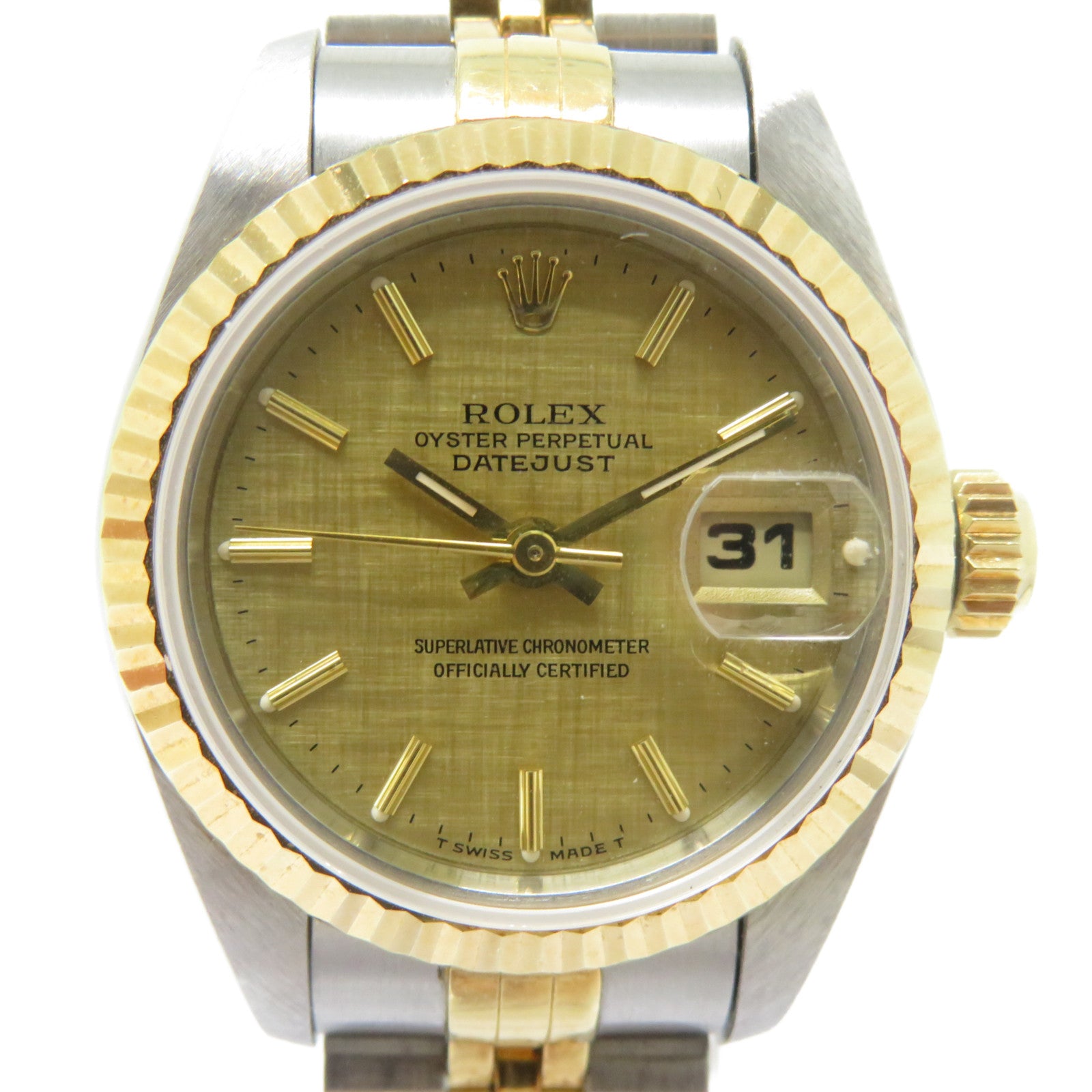 ROLEX Datejust 18K黃金/不鏽鋼手錶自動機芯金色
