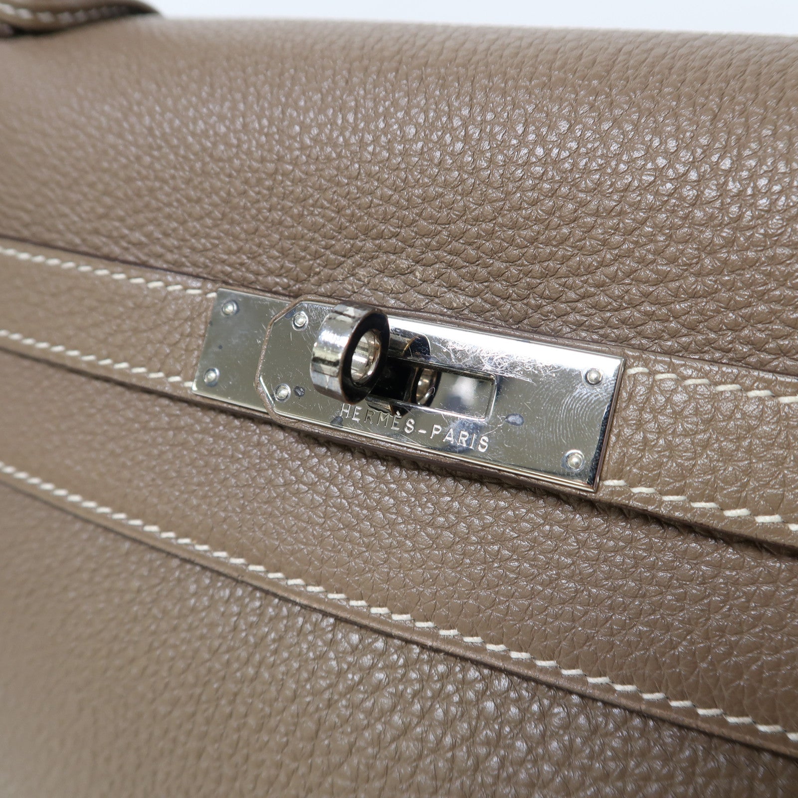 HERMES Togo皮革Kelly 32銀扣手挽肩背兩用袋大象灰色