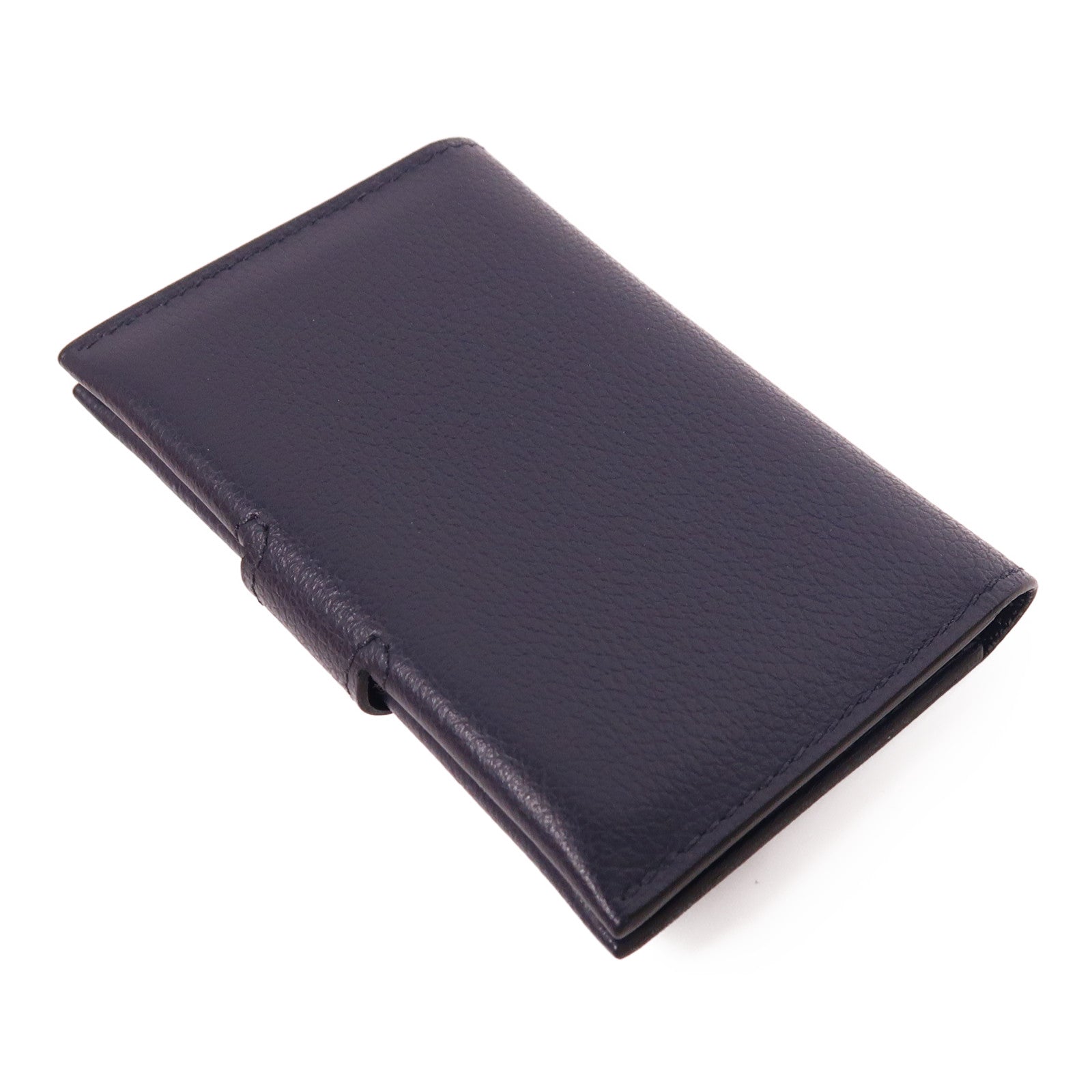 HERMES Evercolor皮革Dogon Card Case銀扣卡片套Navy
