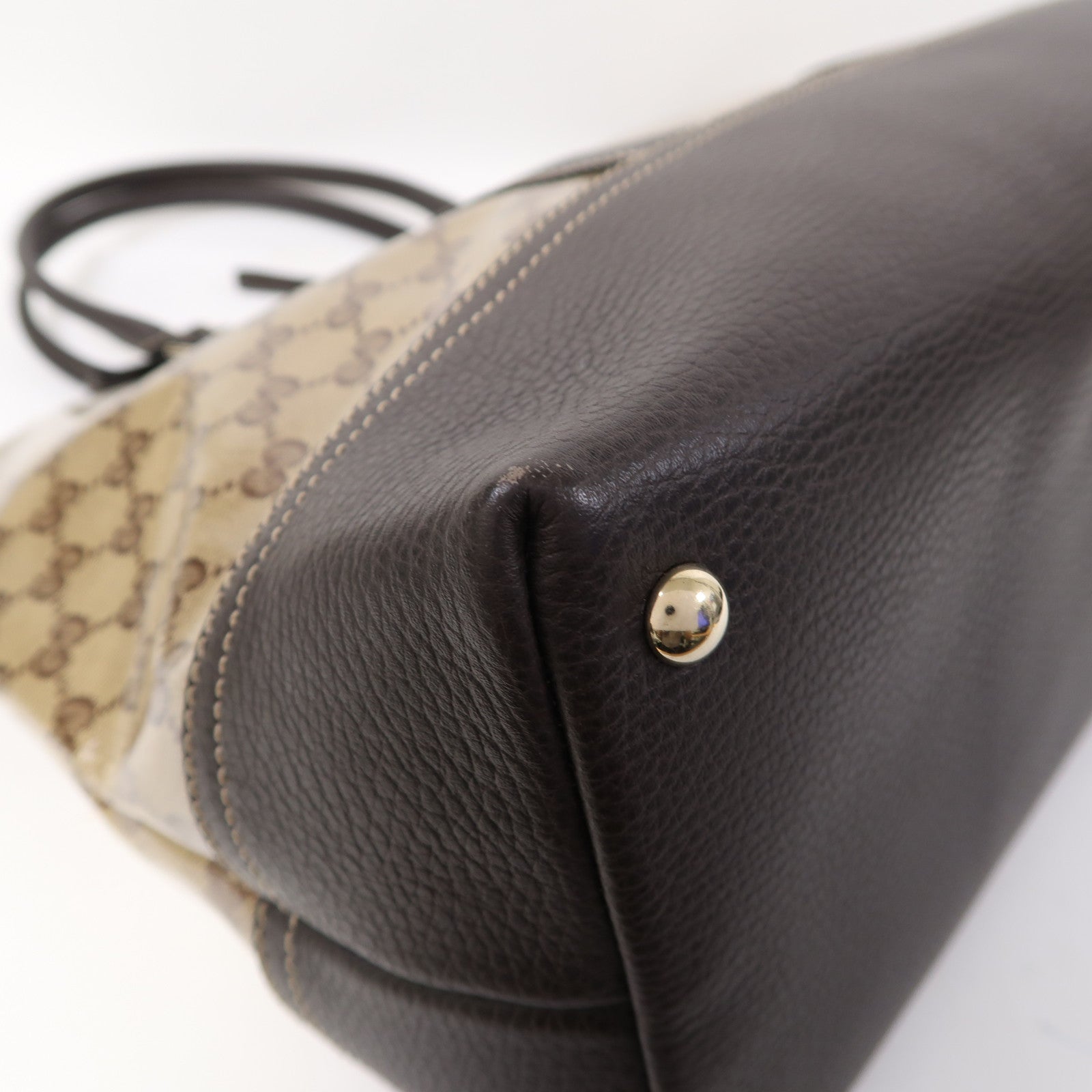GUCCI 【激減優惠】塗層帆布Crystal Shopping Tote金扣肩背袋啡色