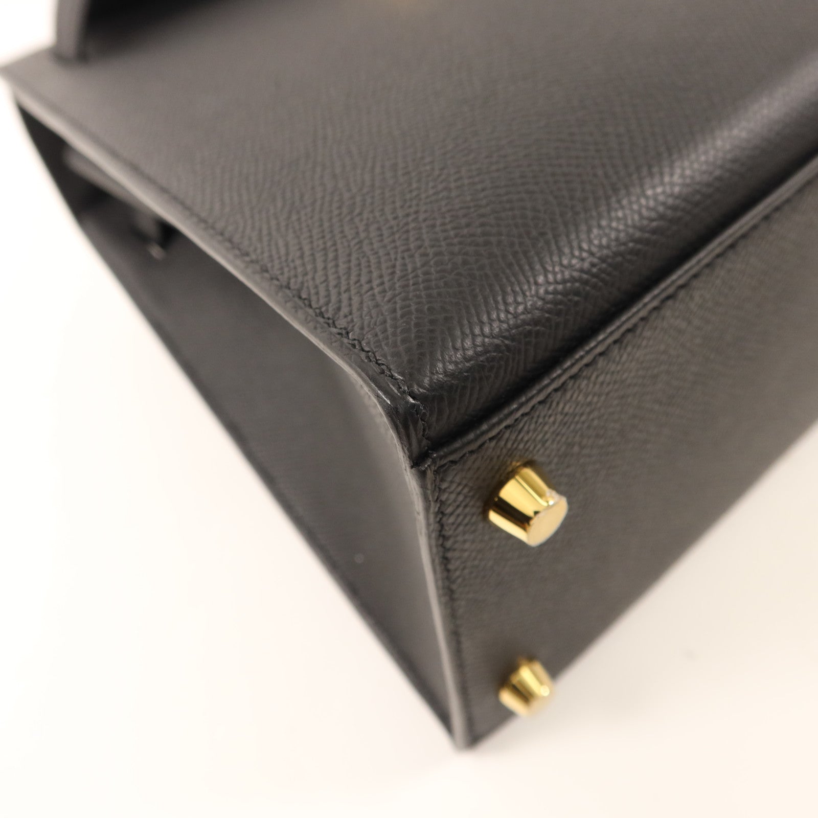 HERMES Epsom皮革Kelly 28金扣手挽肩背兩用袋Noir