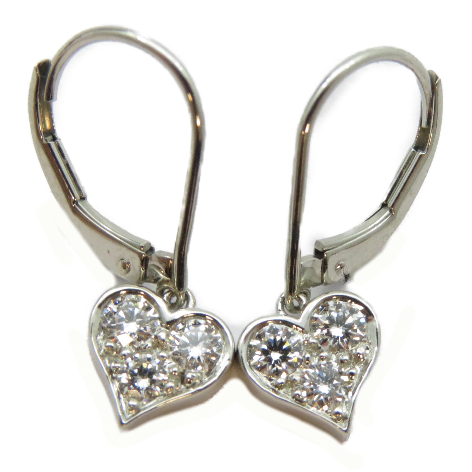 TIFFANY＆CO PT950鉑金Heart Diamond Earrings鑽石耳環