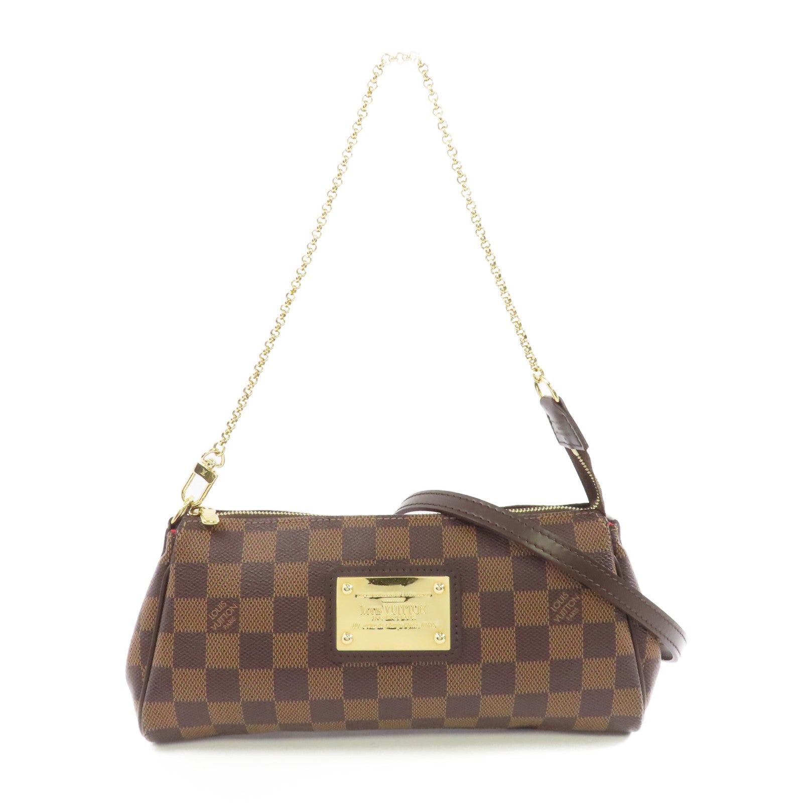 LOUIS VUITTON Damier Eva金扣手挽肩背兩用袋棕色
