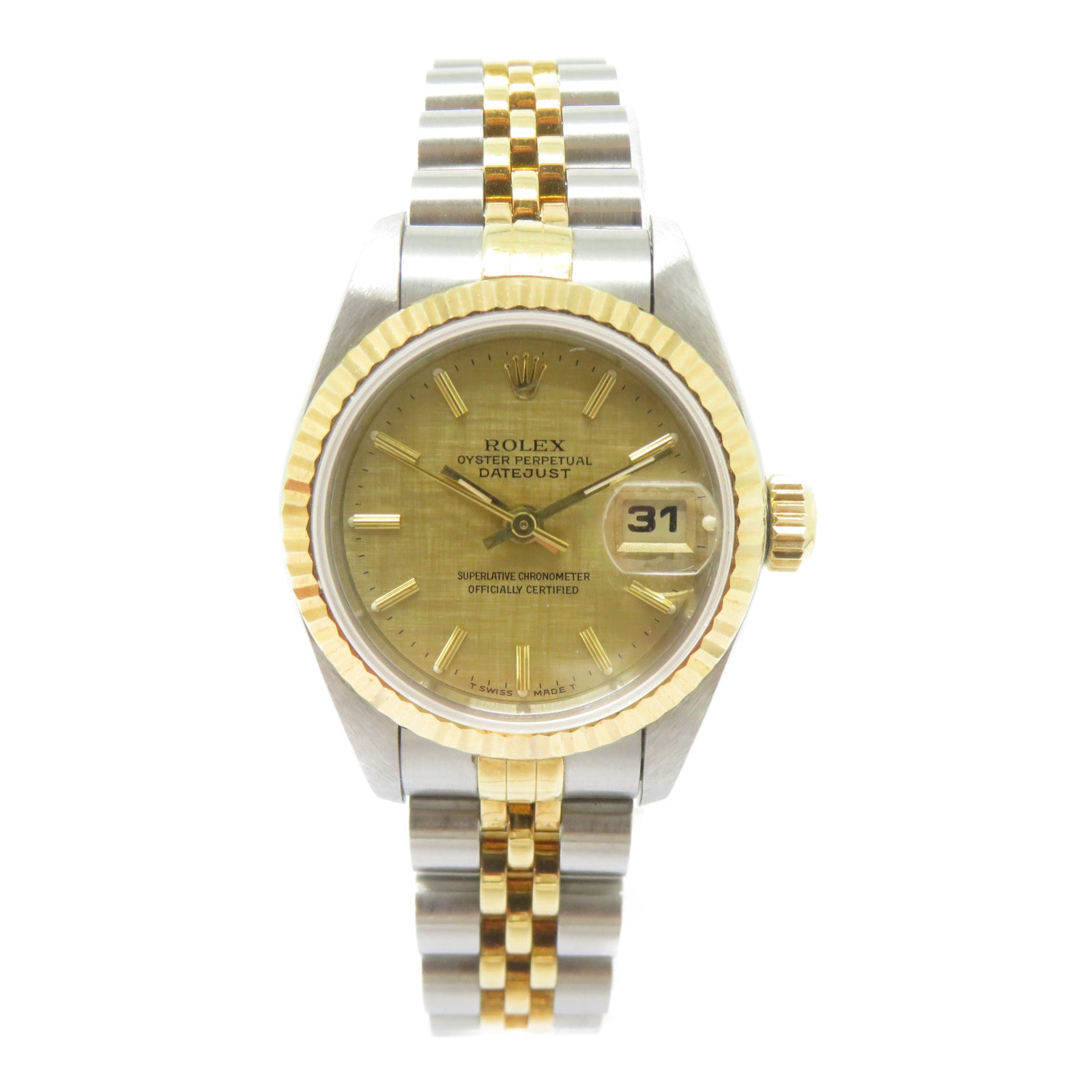 ROLEX Datejust 18K黃金/不鏽鋼手錶自動機芯金色