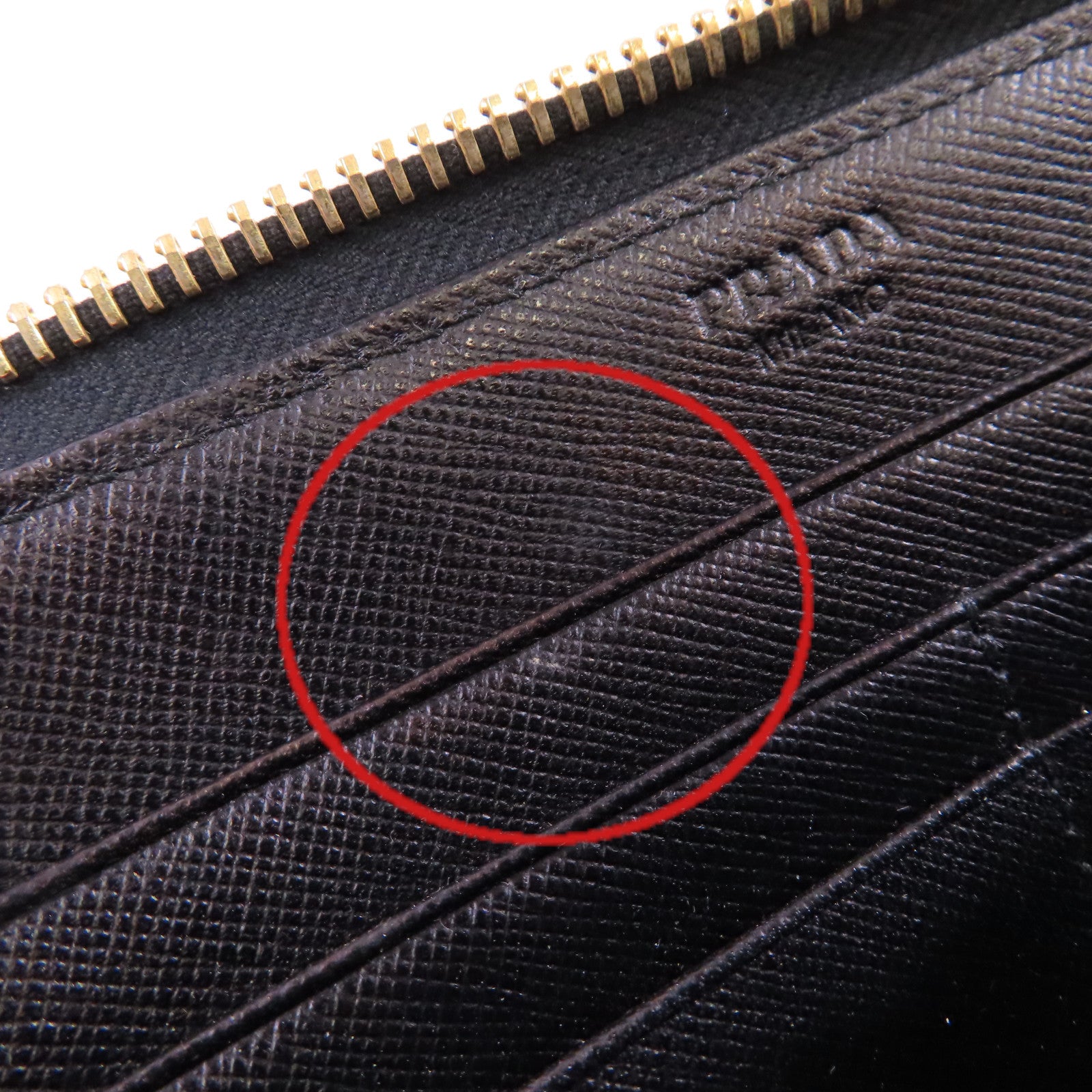 PRADA Saffiano皮革Zip Around Long Wallet金扣拉鏈長錢包啡色