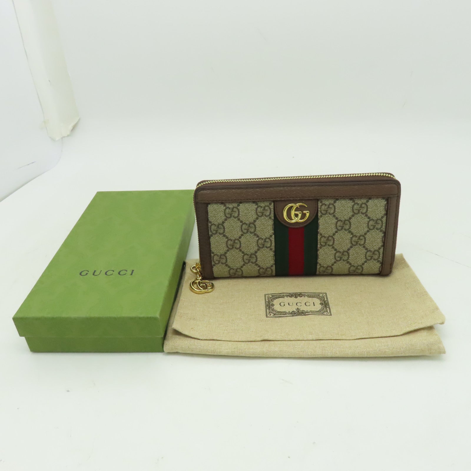 GUCCI 【激減優惠】塗層帆布Zipper Long Wallet金扣長錢包啡色