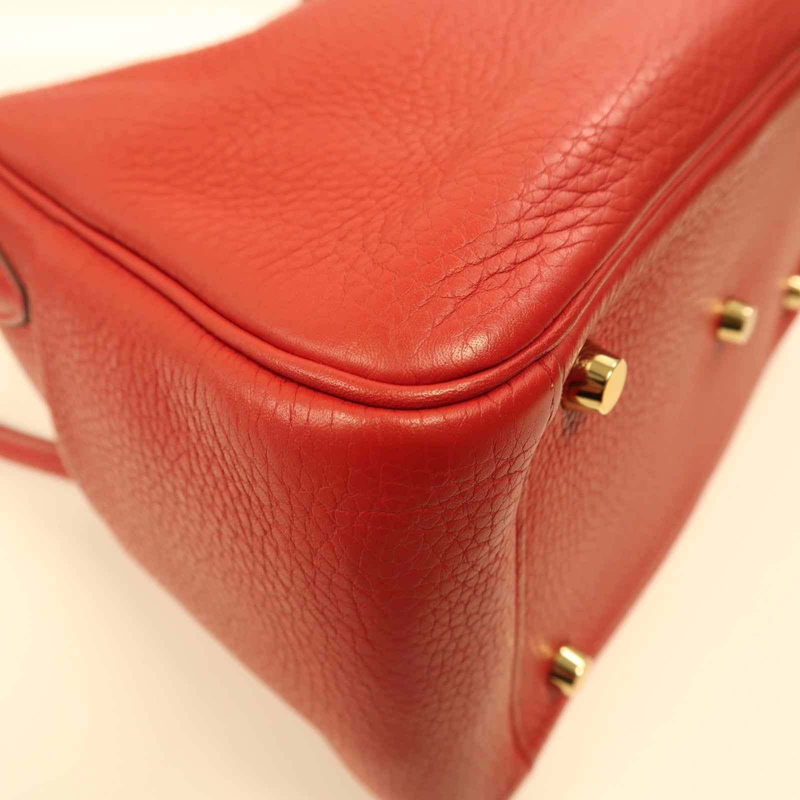 HERMES Clemence皮革Lindy 26金扣手挽肩背兩用袋紅色
