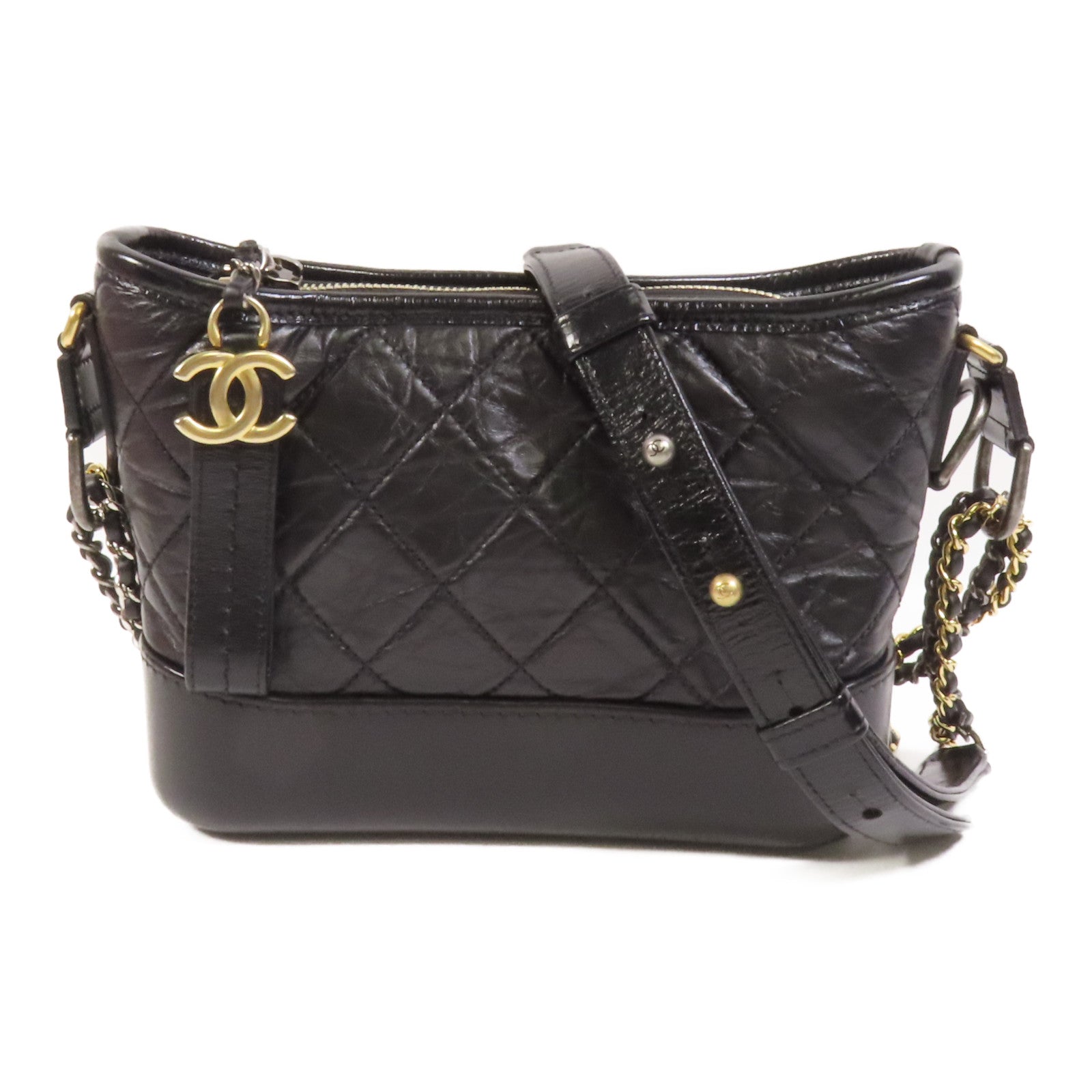 CHANEL 牛皮皮革Gabrielle Small金扣鏈帶肩背袋