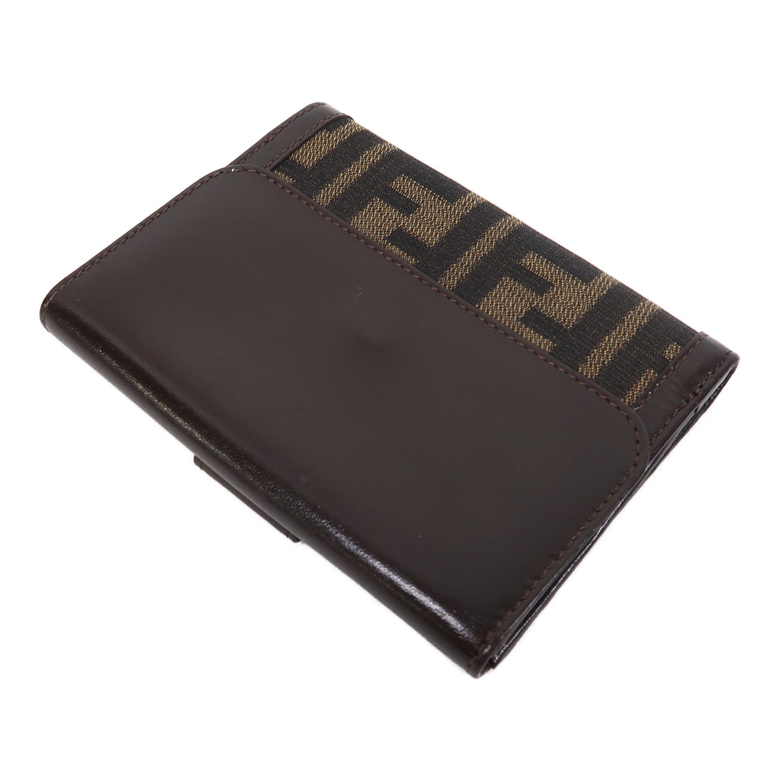 FENDI 帆布/皮革Wallet銀扣錢包啡色