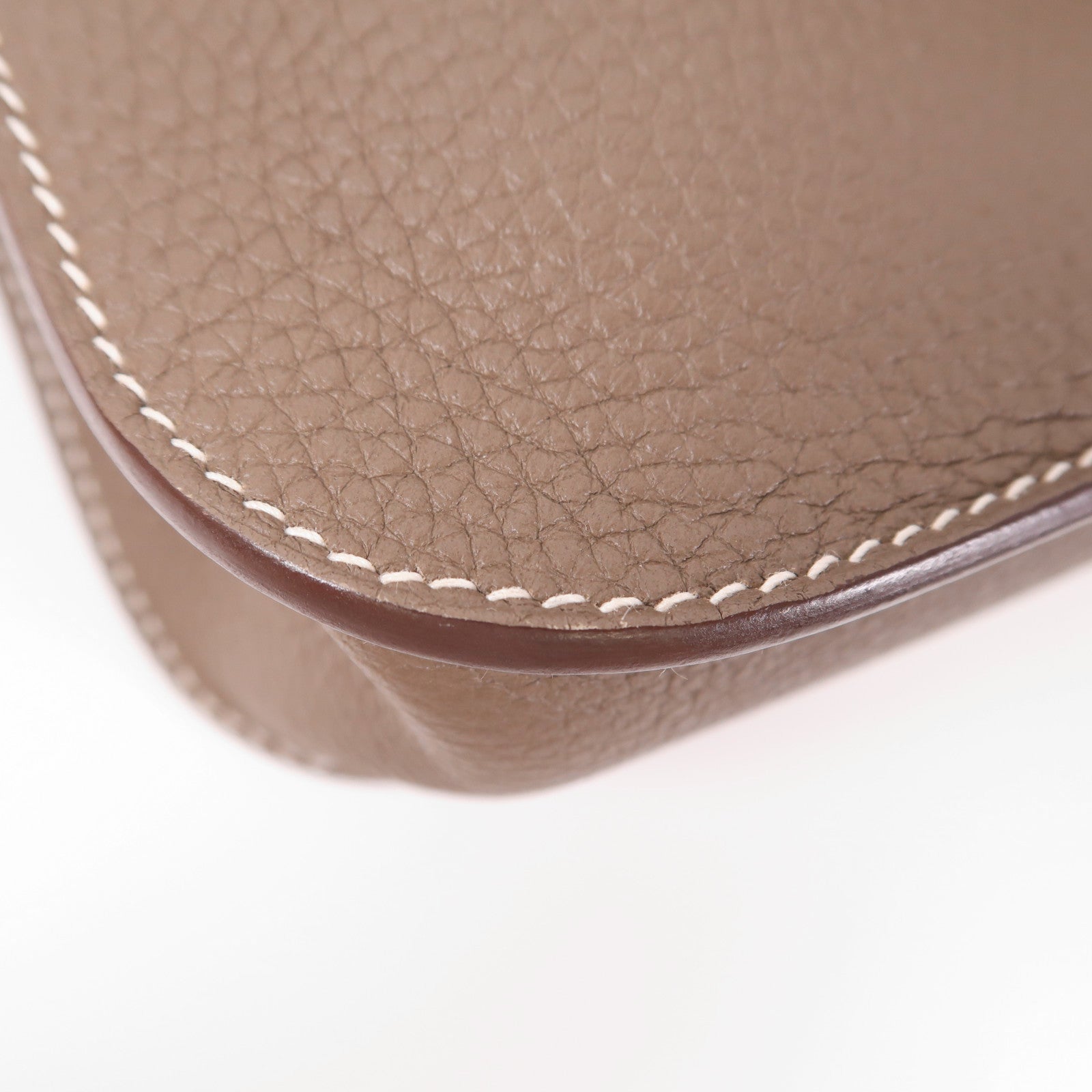 HERMES Clemence皮革Halzan 25金扣手挽肩背兩用袋Etoupe