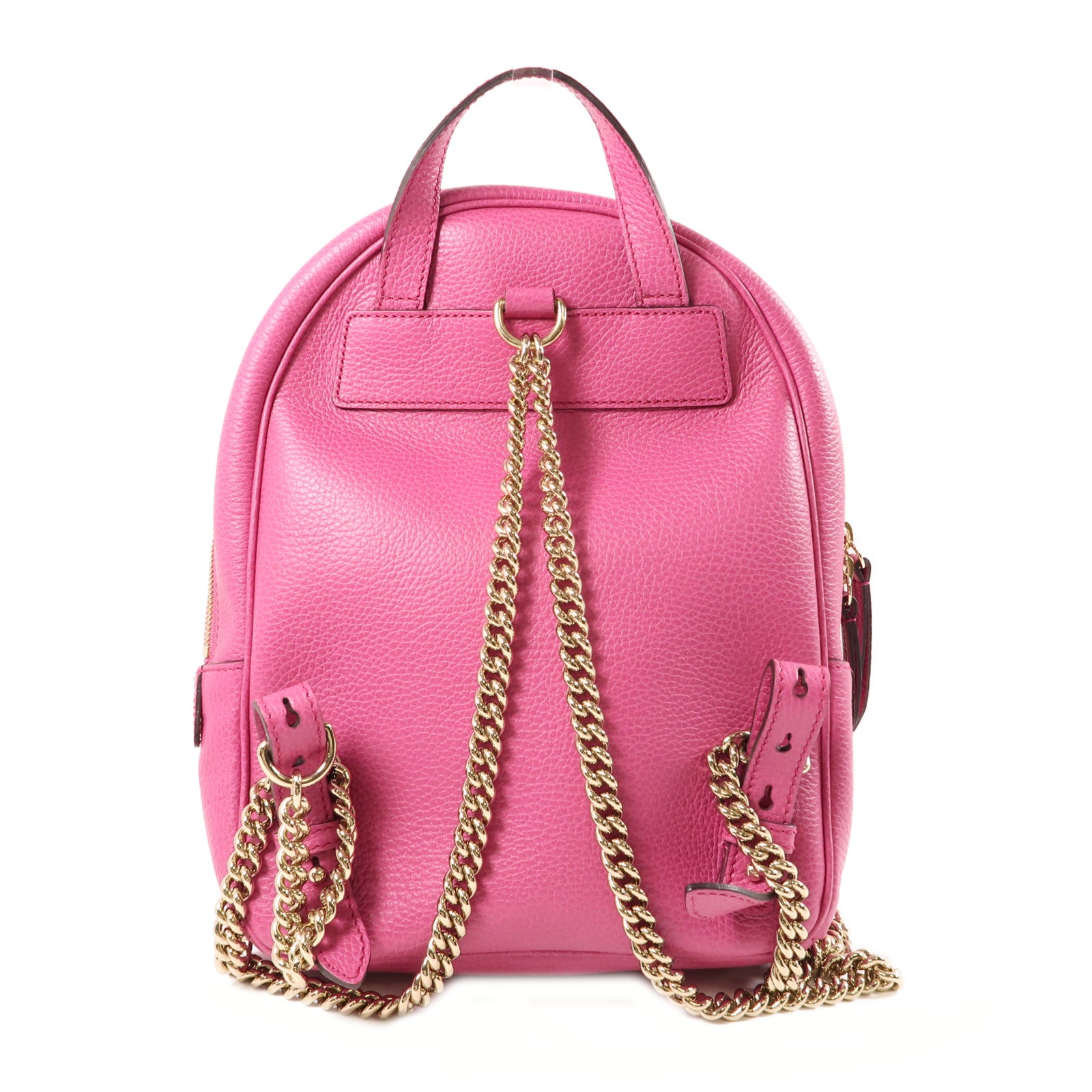 GUCCI 牛皮皮革Backpack金扣鏈帶背包桃紅色