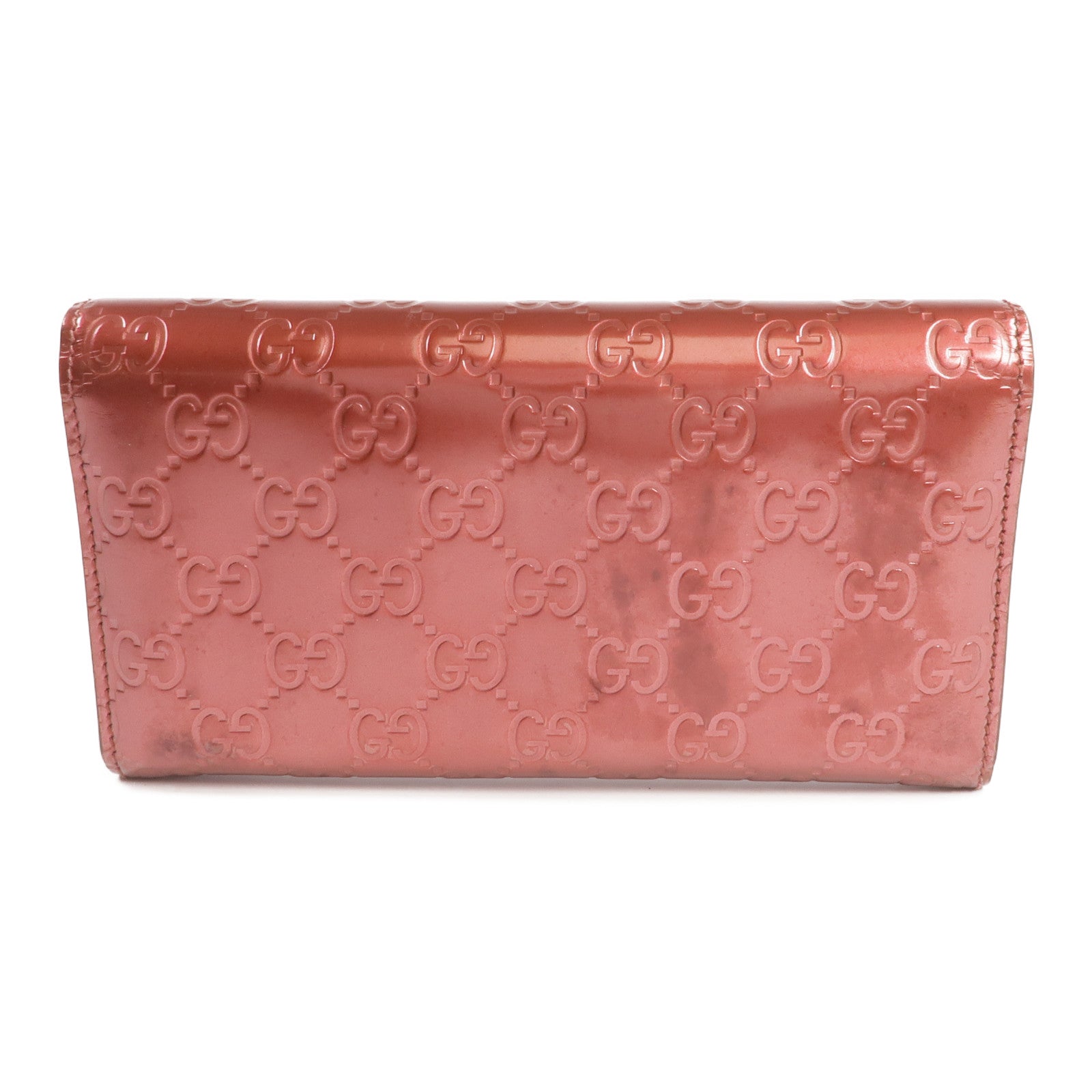 GUCCI 漆皮皮革Lovely Heart Continental Wallet金扣長錢包