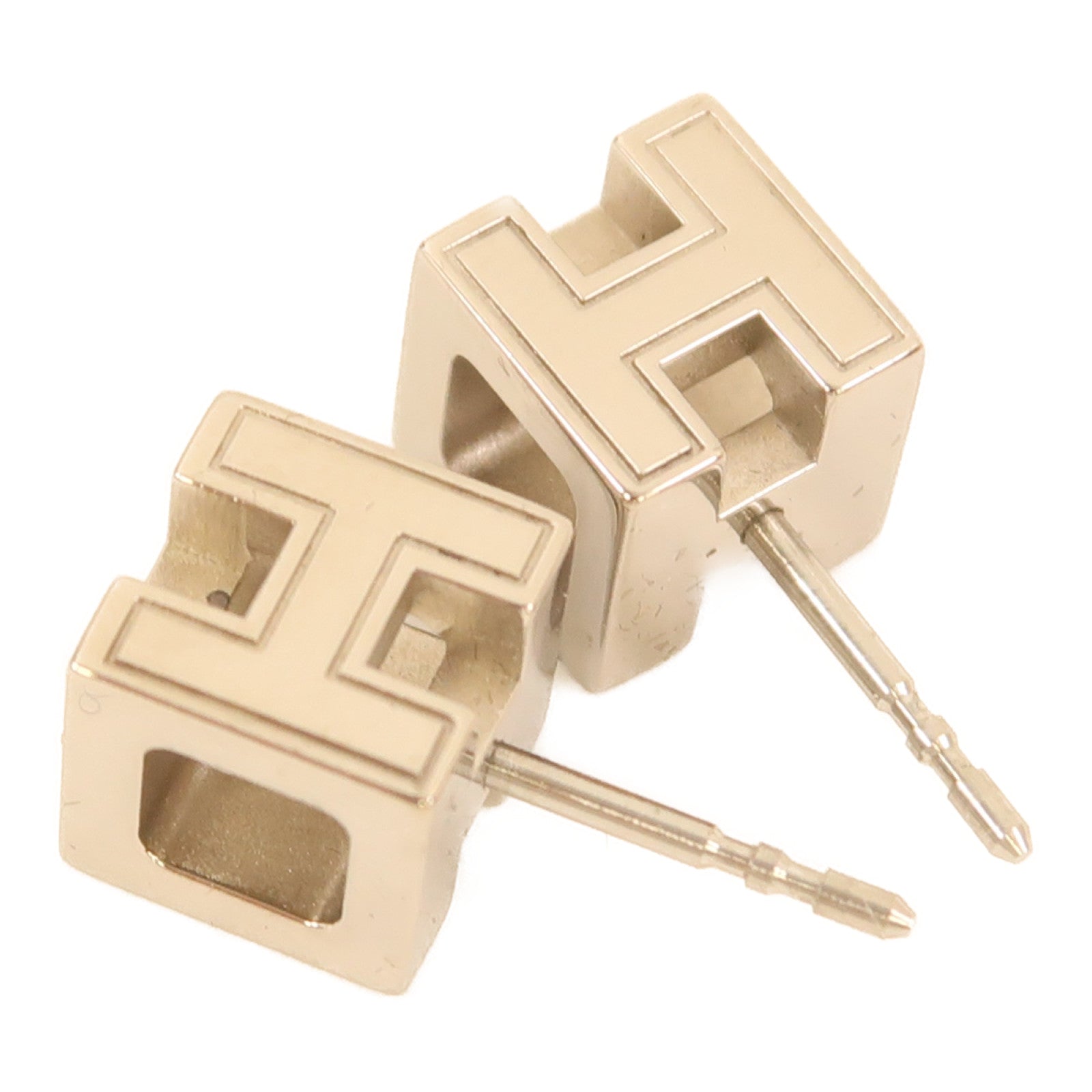 HERMES 金屬H Cube耳環白色/銀色