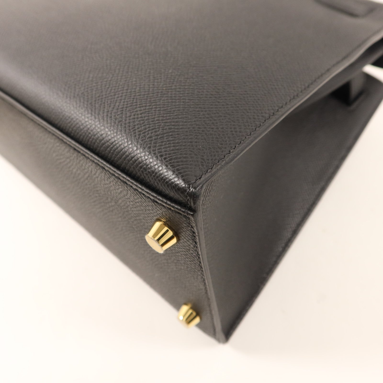 HERMES Epsom皮革Kelly 28金扣手挽肩背兩用袋Noir