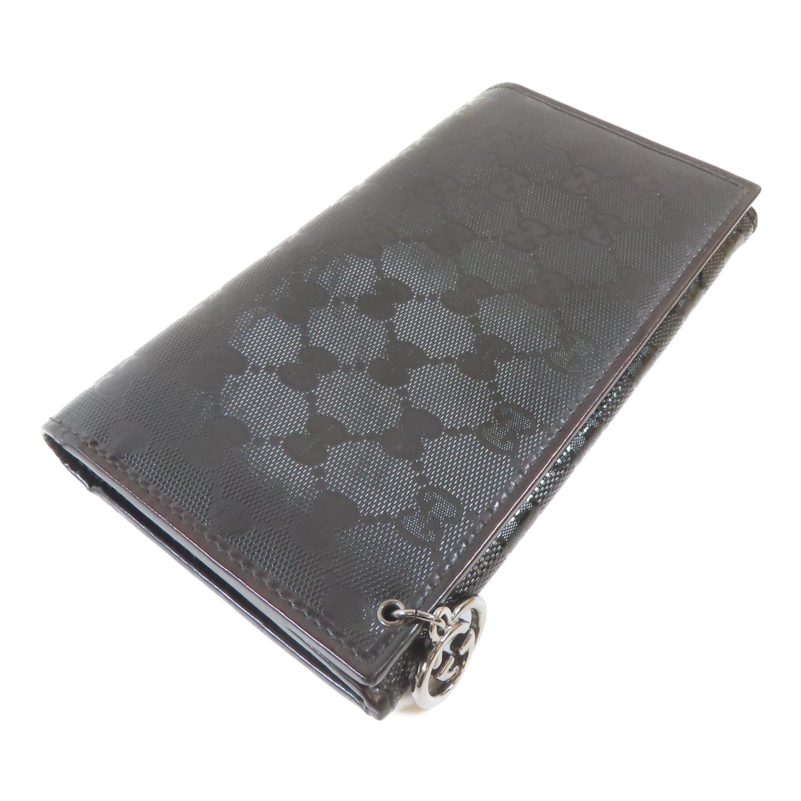 GUCCI 塗層帆布Long Wallet黑扣長錢包黑色