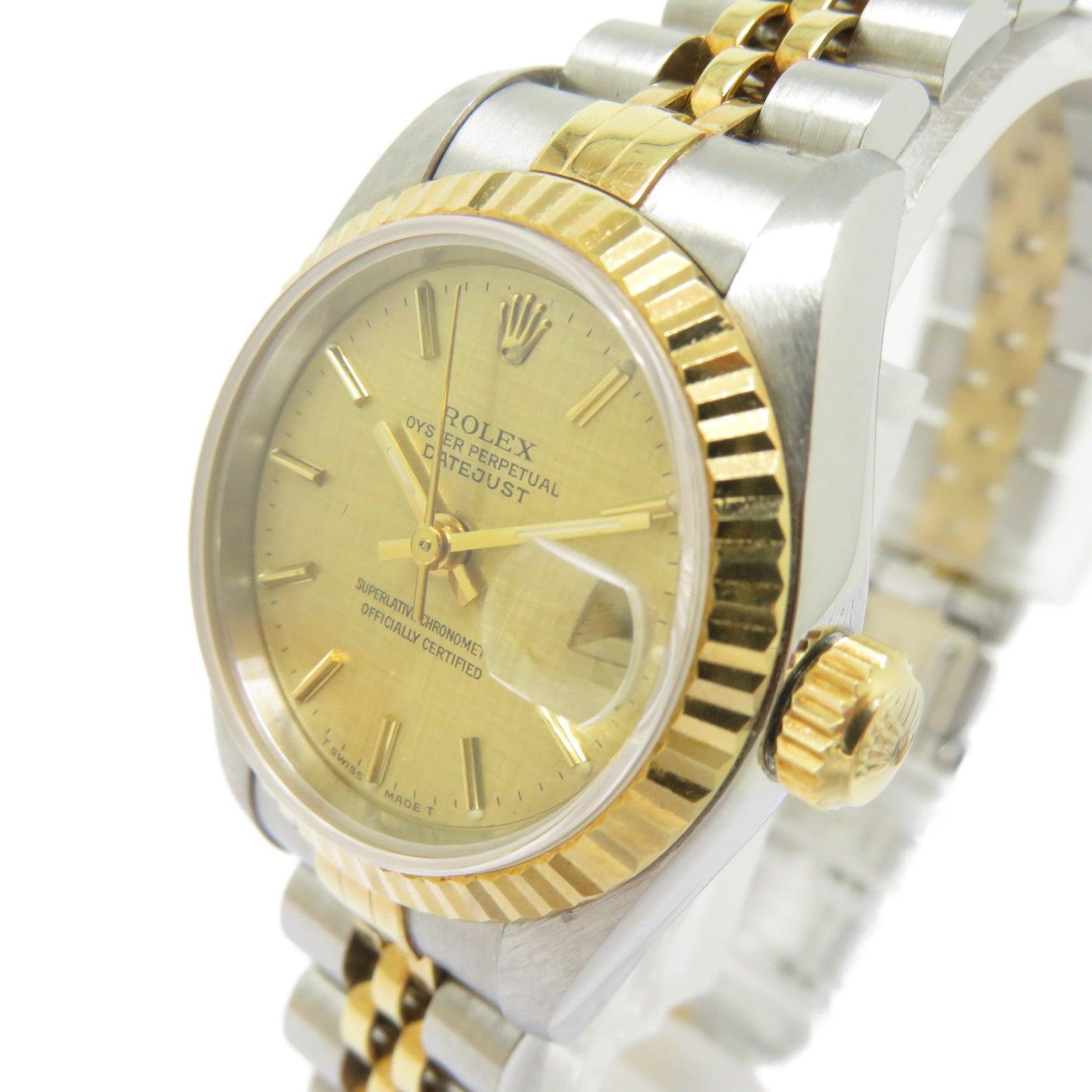 ROLEX Datejust 18K黃金/不鏽鋼手錶自動機芯金色