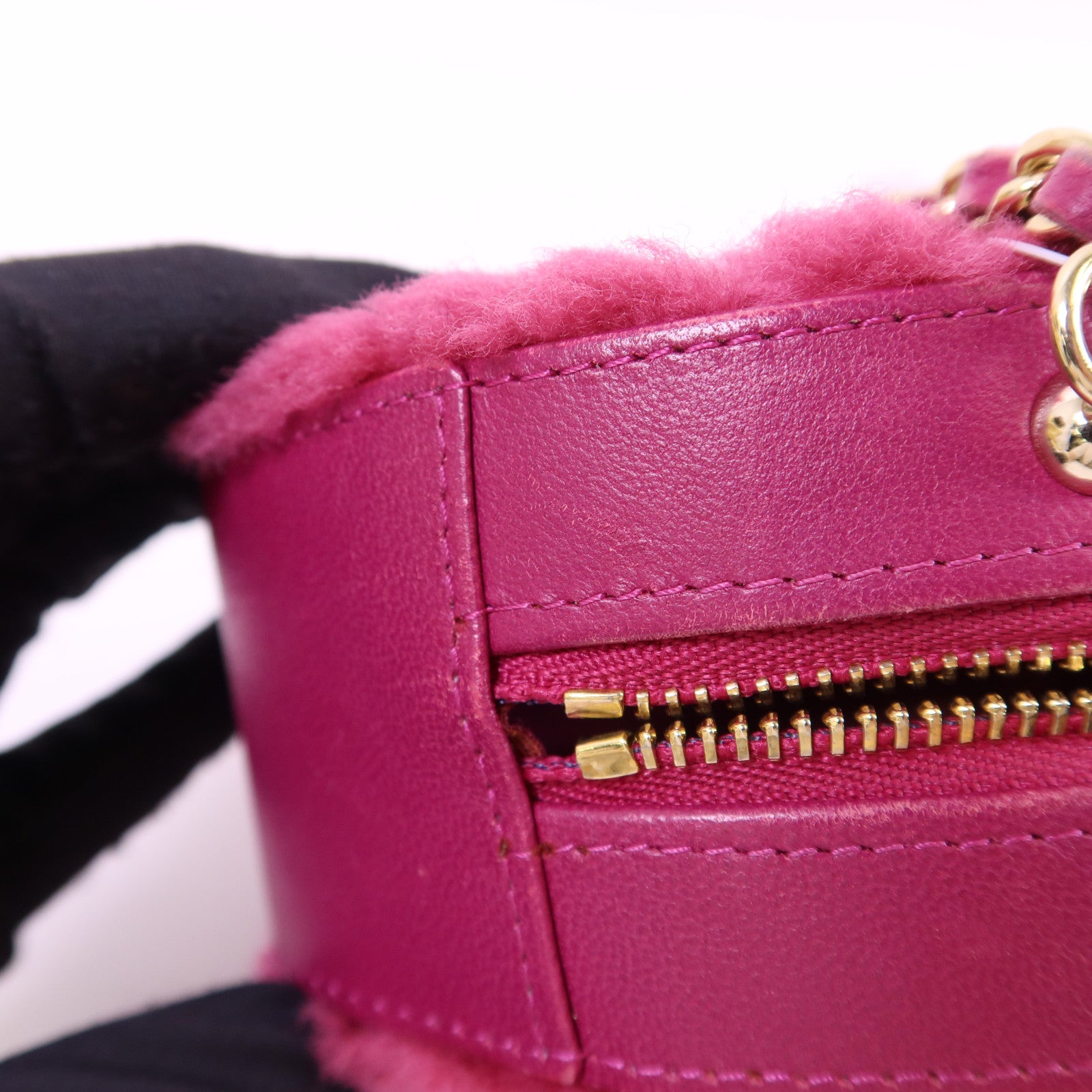 CHANEL 羊毛/牛皮皮革Chain Shoulder Bag金扣鏈帶肩背袋