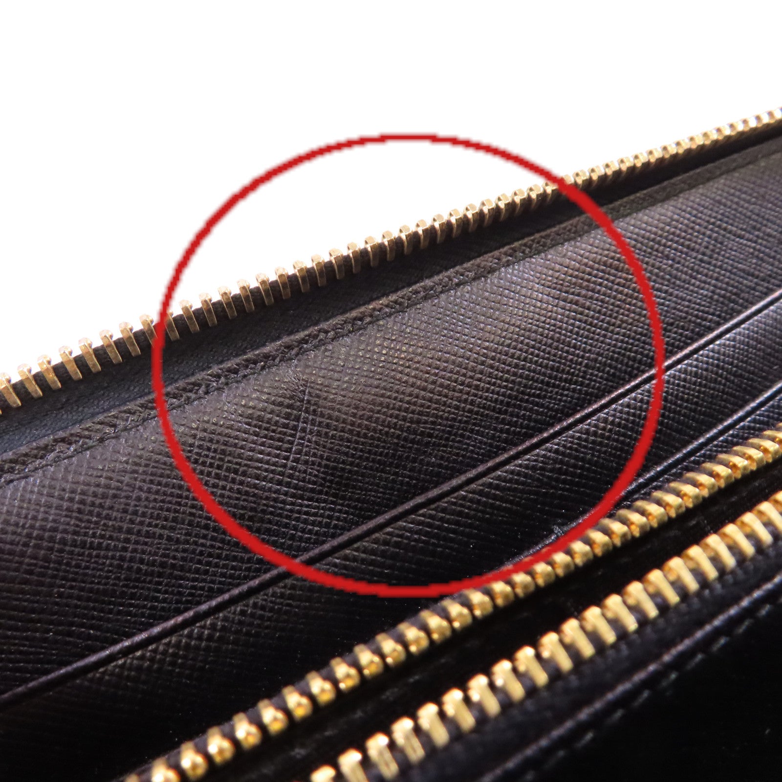 PRADA Saffiano皮革Zip Around Long Wallet金扣拉鏈長錢包啡色