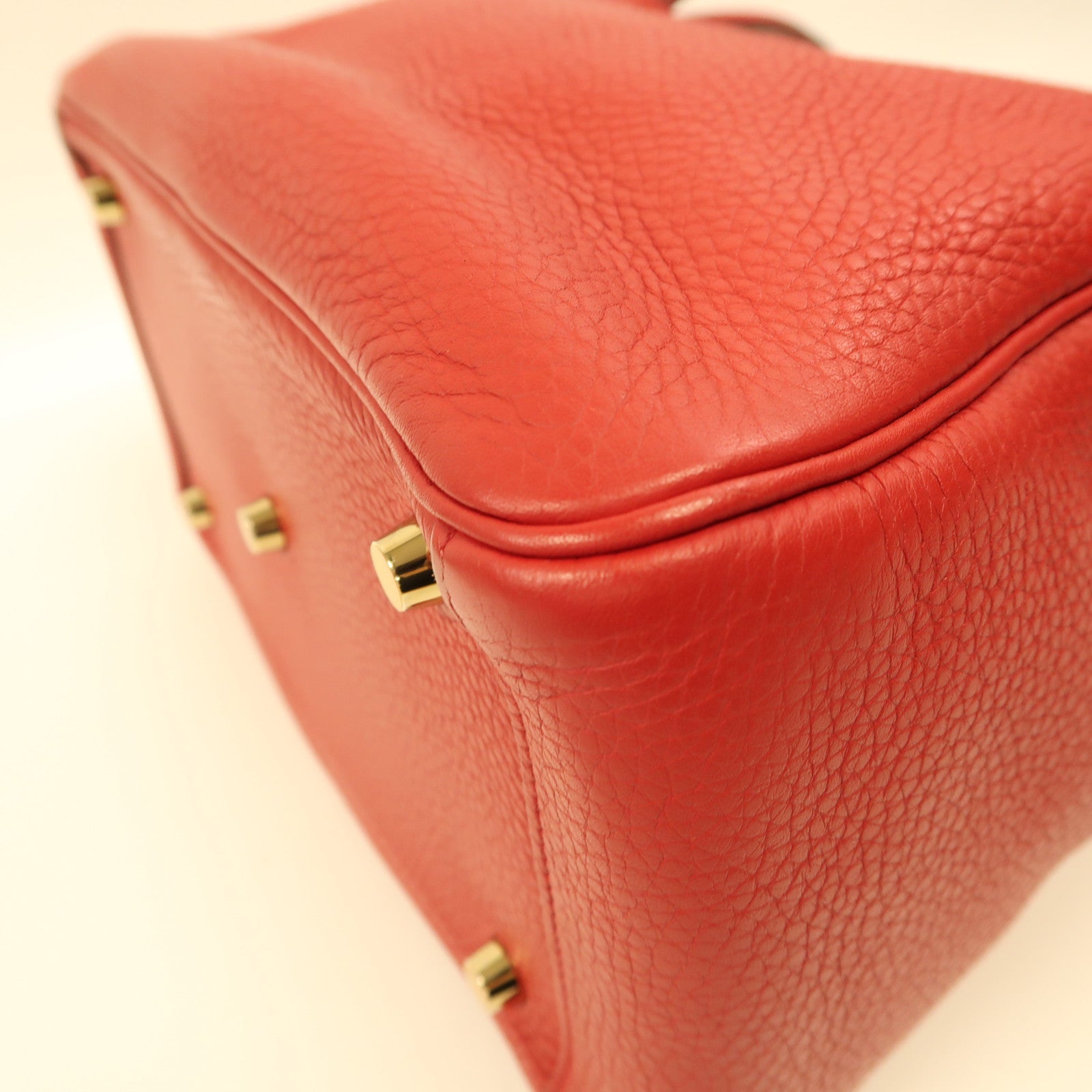 HERMES Clemence皮革Lindy 26金扣手挽肩背兩用袋紅色