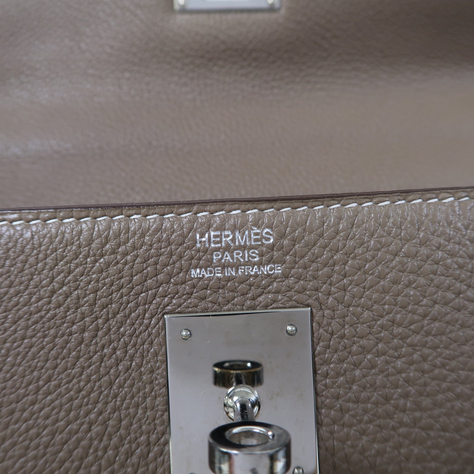 HERMES Togo皮革Kelly 32銀扣手挽肩背兩用袋大象灰色