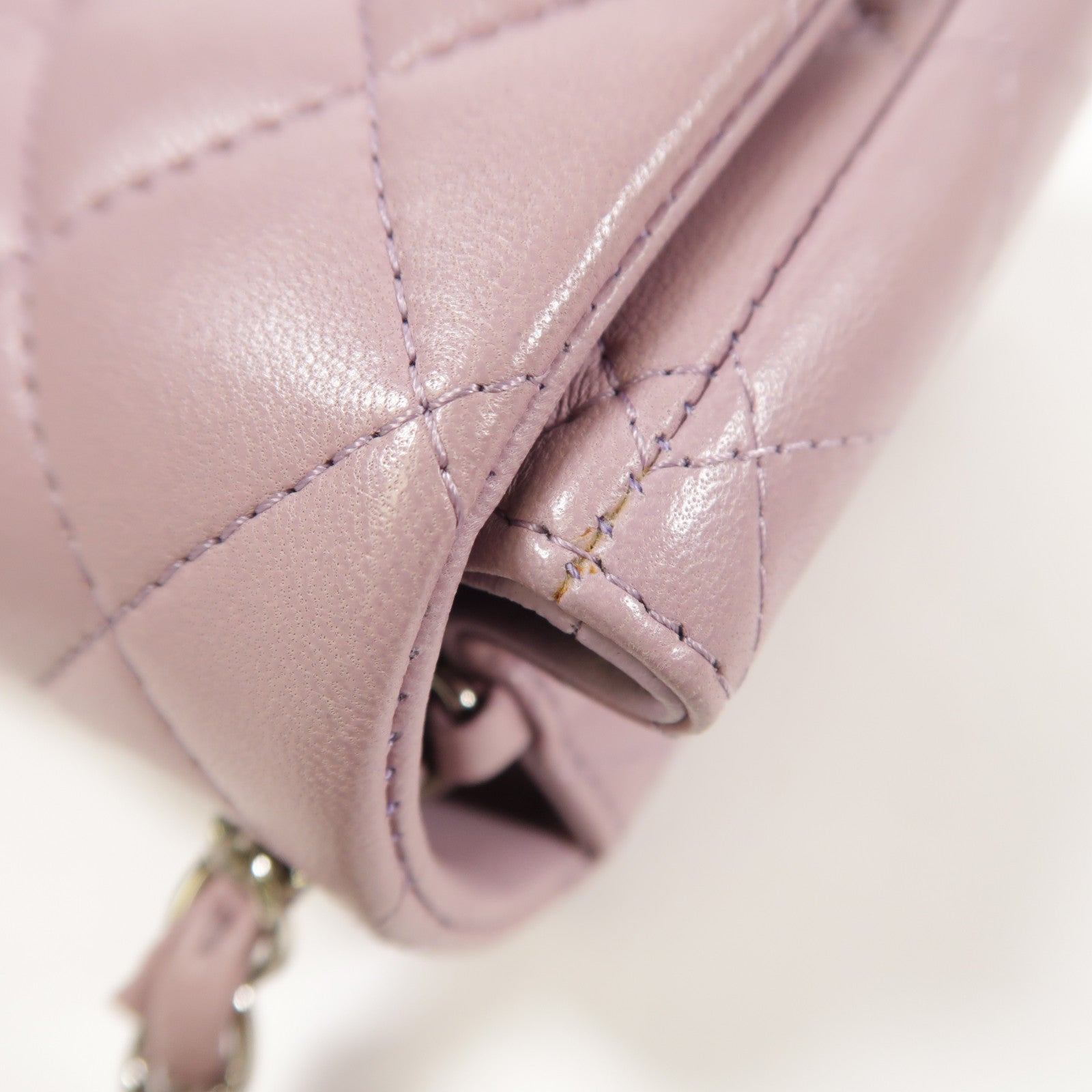 CHANEL 羊皮皮革Flap Bag 17cm銀扣鏈帶肩背袋