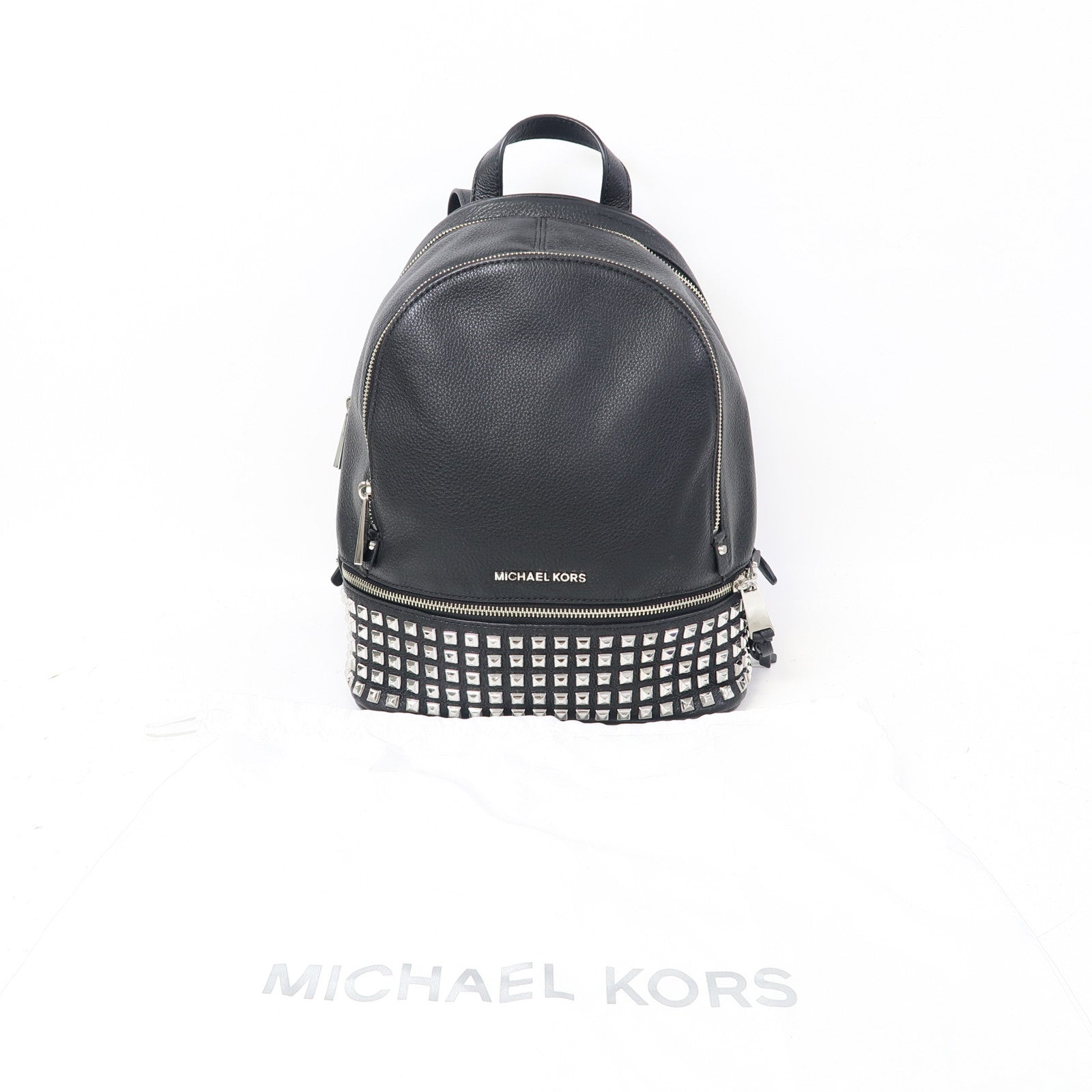 Michael Kors 皮革Backpack銀扣背包黑色