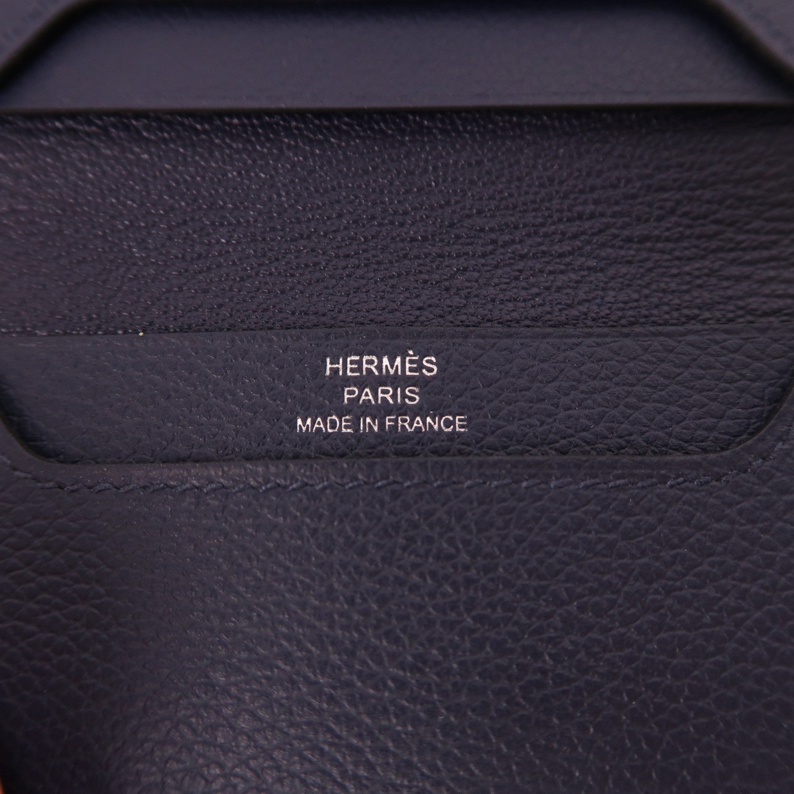 HERMES Evercolor皮革Dogon Card Case銀扣卡片套Navy