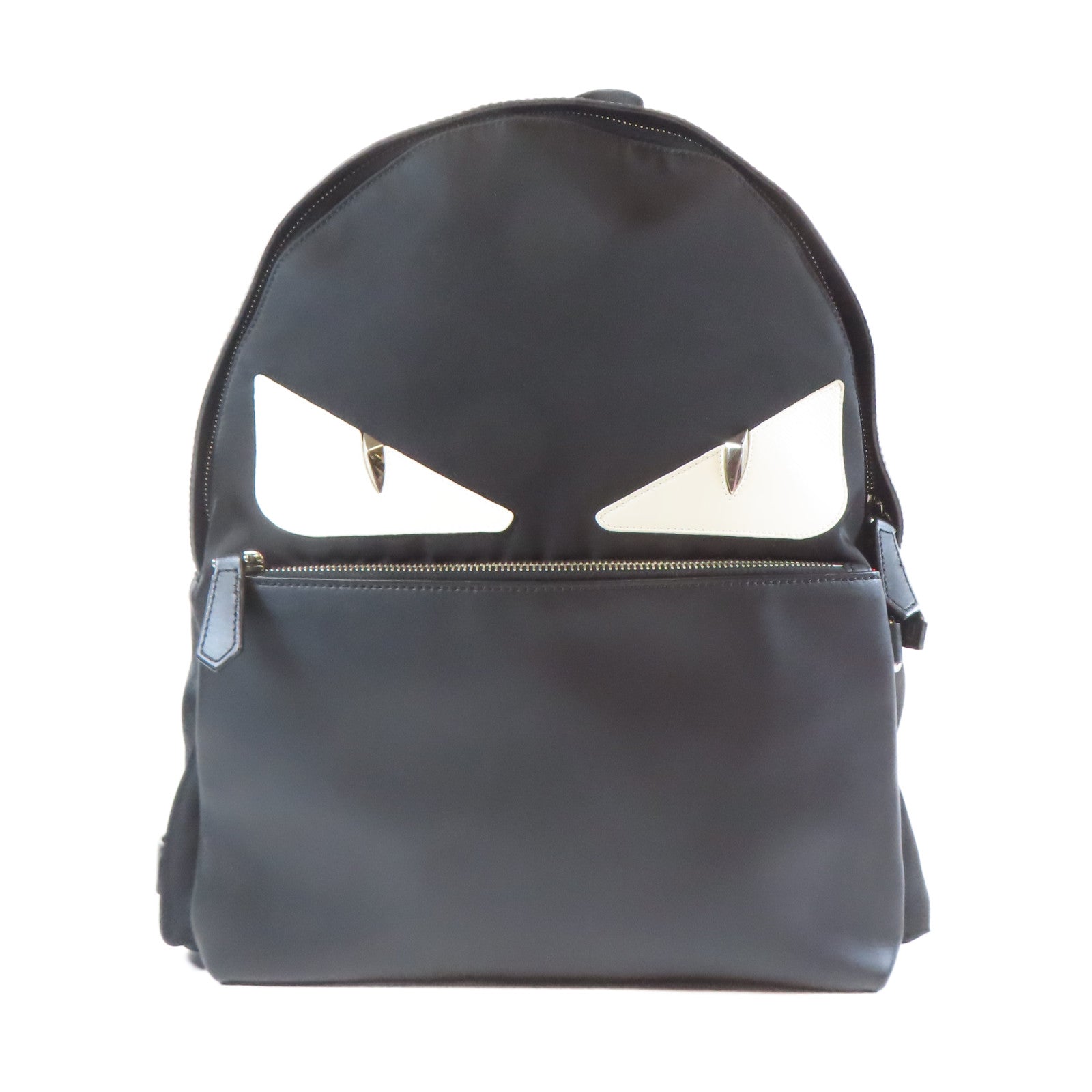 FENDI 牛皮皮革Backpack銀扣背包黑色