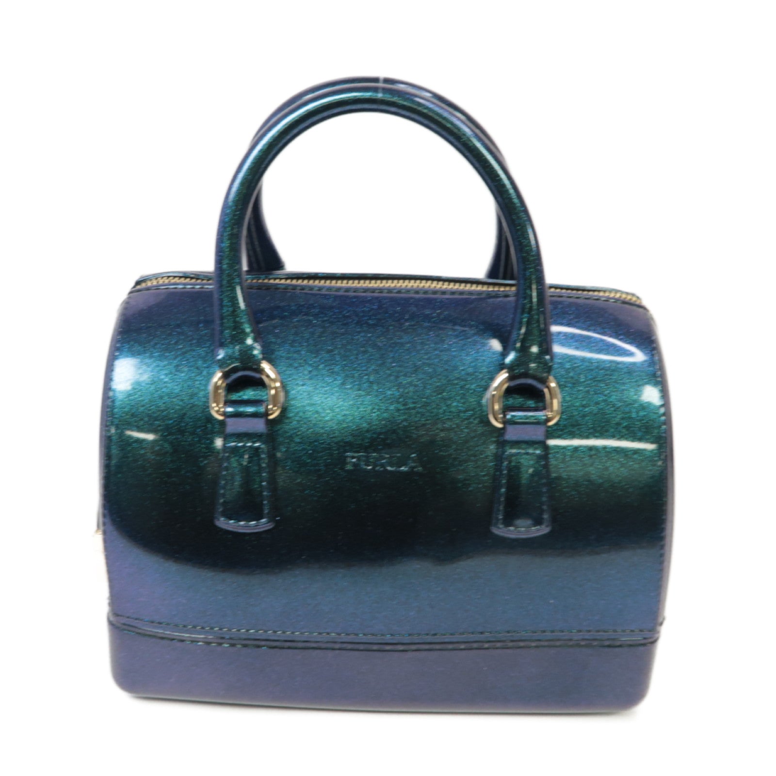 Furla 【激減優惠】PVC Handbag金扣手挽袋藍色