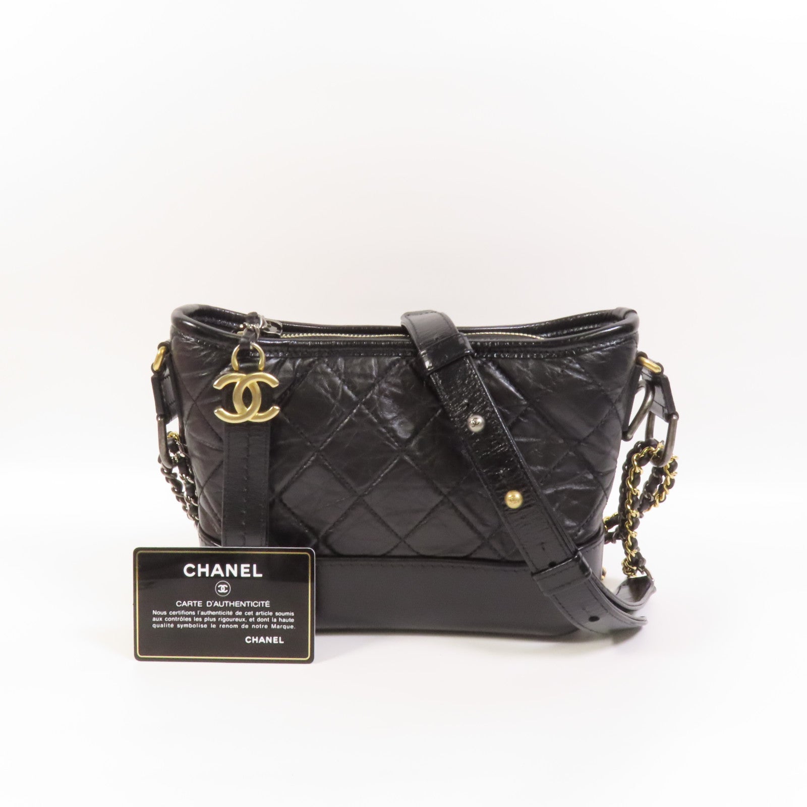CHANEL 牛皮皮革Gabrielle Small金扣鏈帶肩背袋