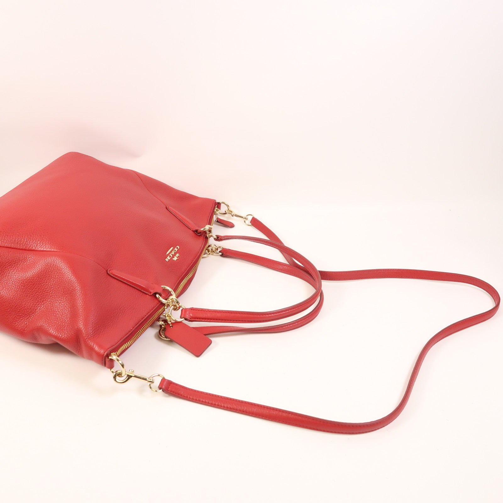 COACH 牛皮皮革2 Way Shoulder金扣手挽肩背兩用袋