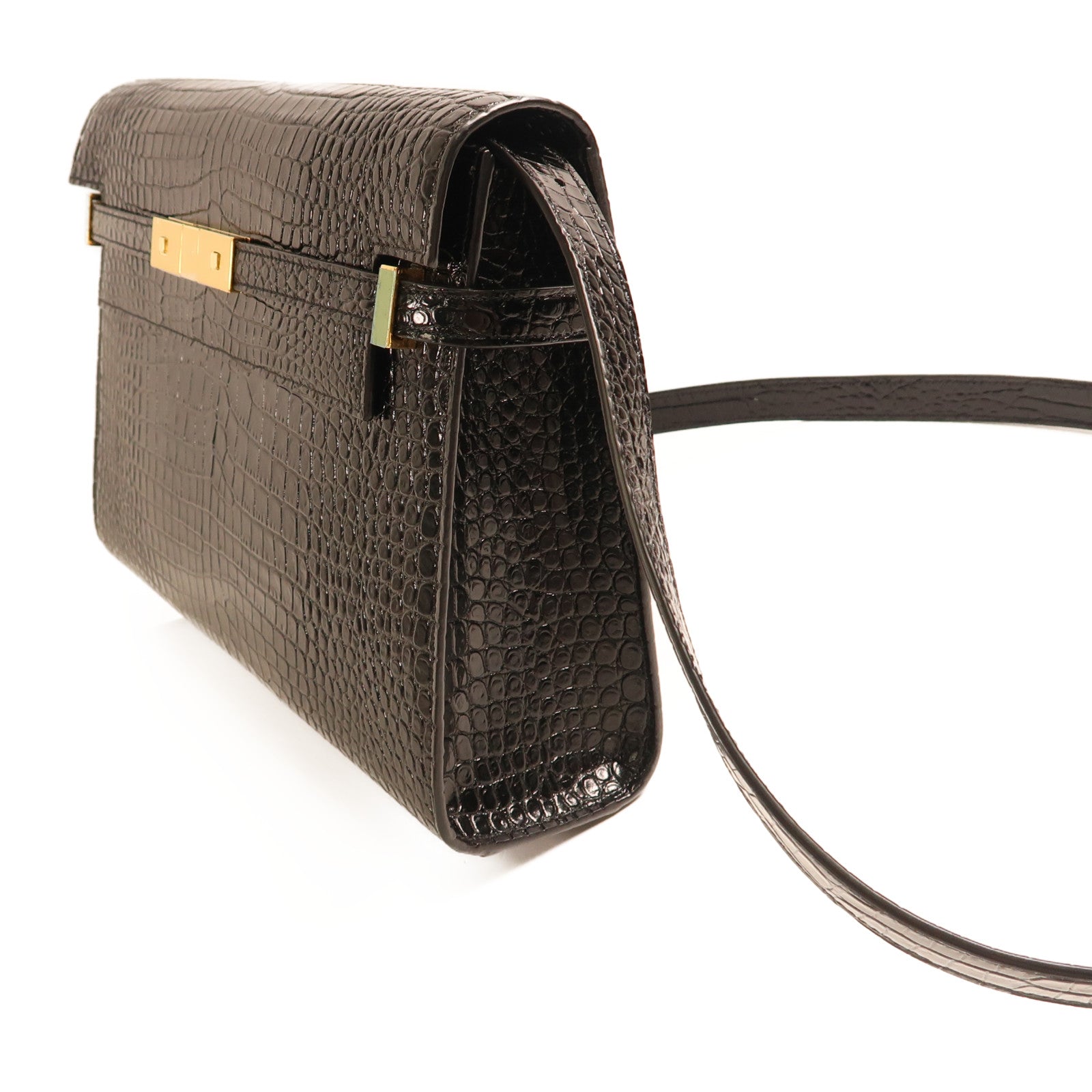 SAINT LAURENT 鱷魚皮革Manhattan In Box金扣肩背袋