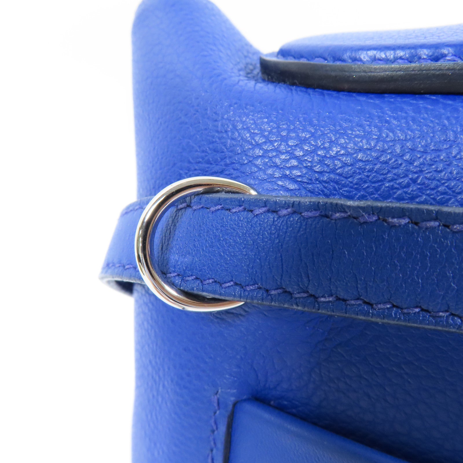 HERMES Evercolor/Swift皮革24/24 Mini銀扣手挽肩背兩用袋Bleu Royal