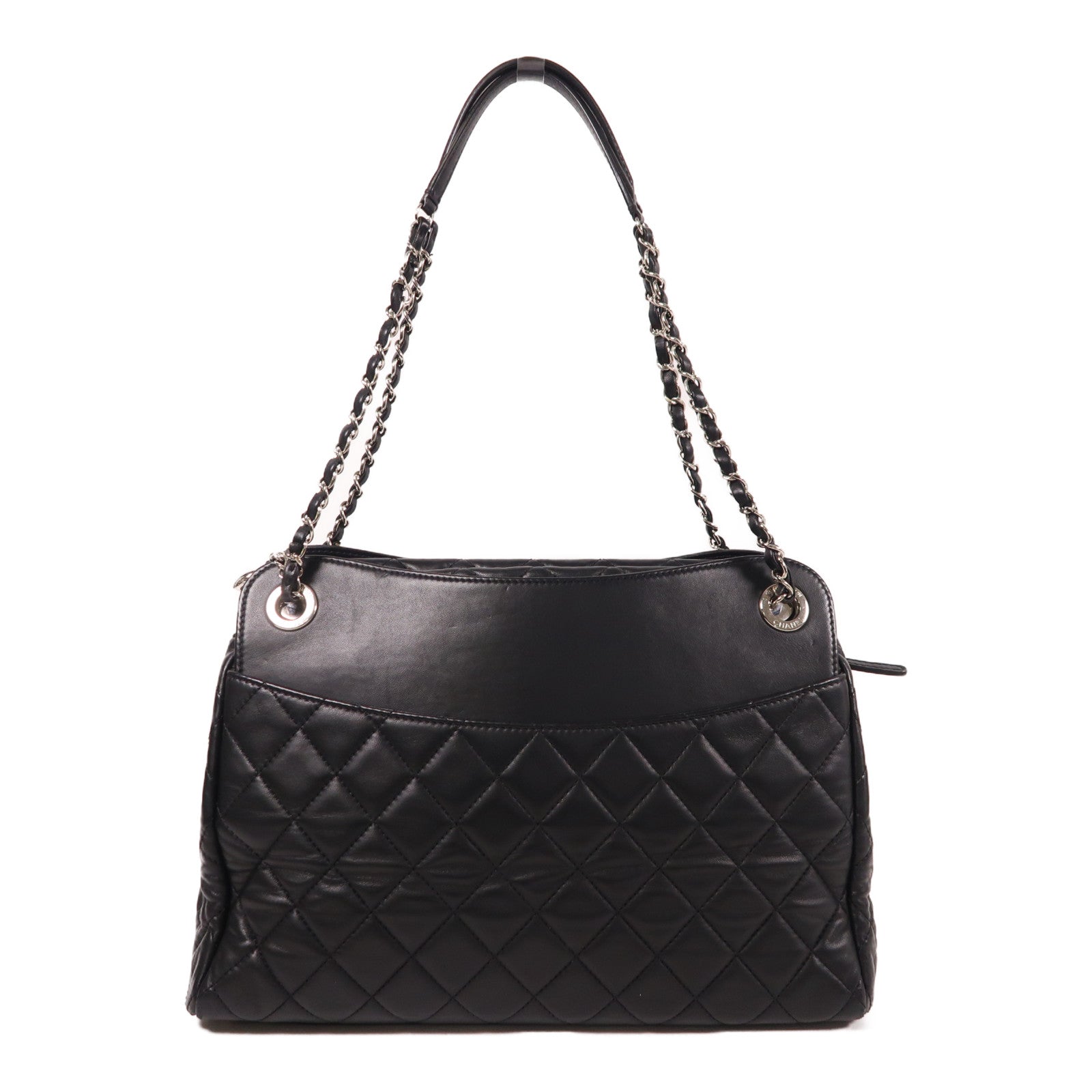 CHANEL 【激減優惠】羊皮皮革Shoulder Tote銀扣鏈帶肩背袋