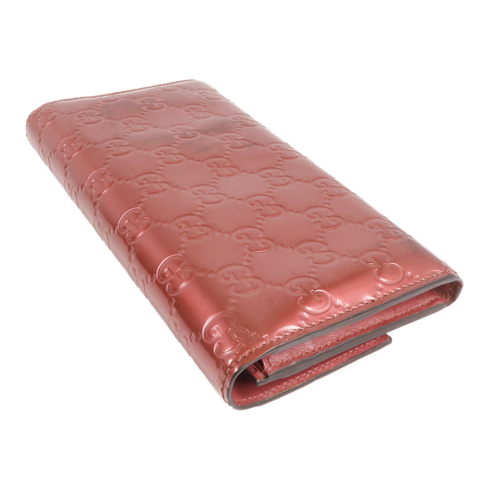 GUCCI 漆皮皮革Lovely Heart Continental Wallet金扣長錢包