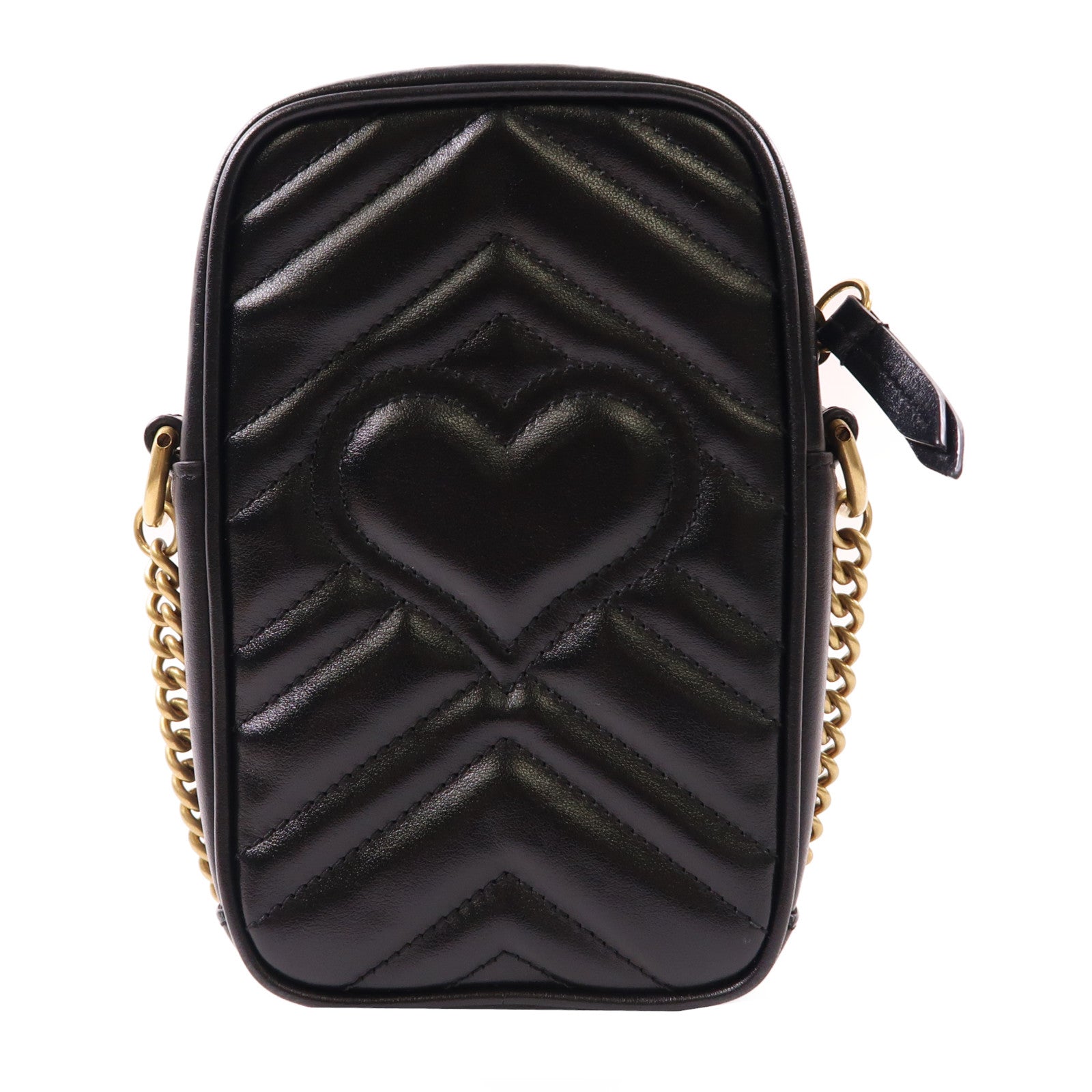 GUCCI 牛皮皮革GG Marnont Mini Bag金扣鏈帶肩背袋黑色