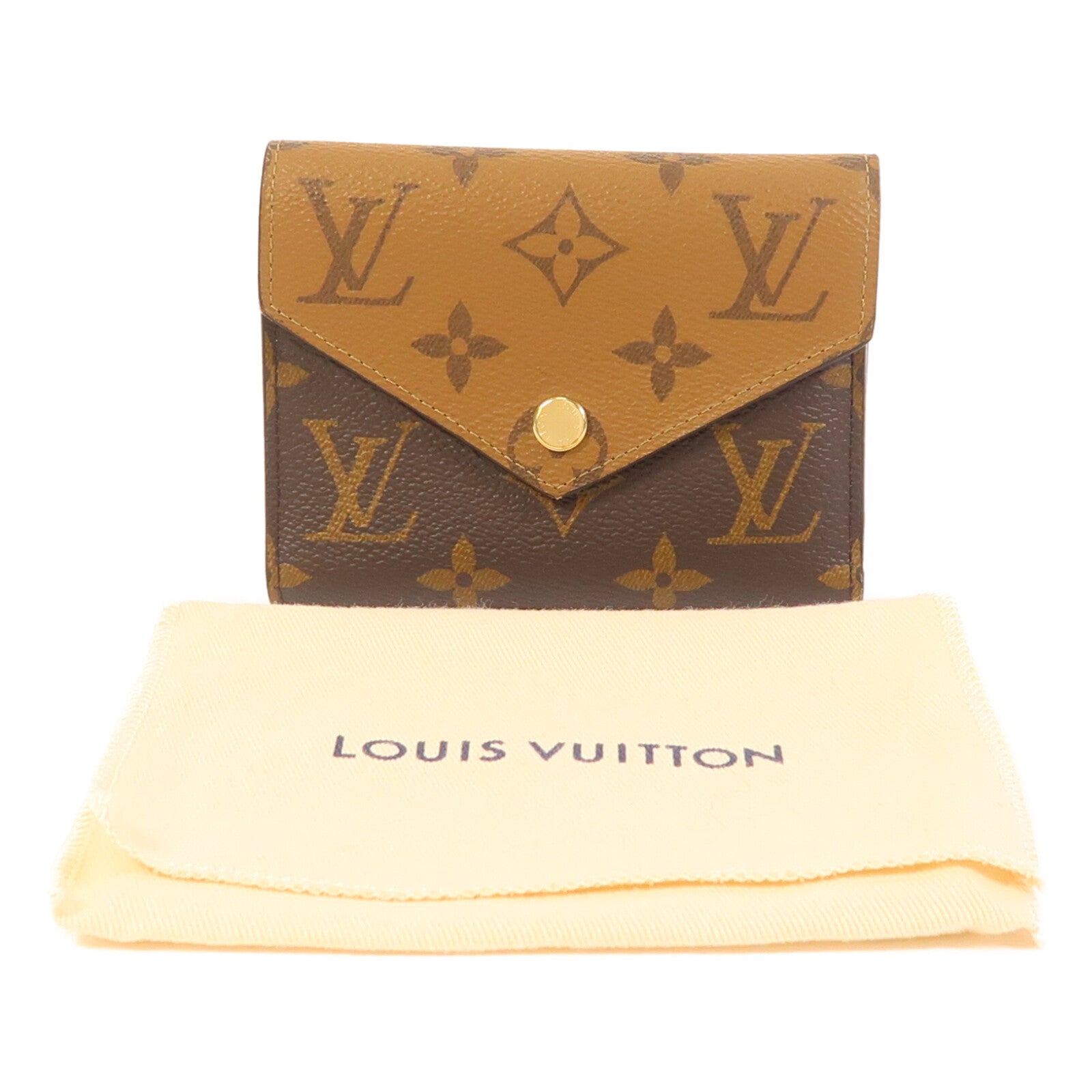 LOUIS VUITTON Monogram/Monogram Reverse Victorine Wallet金扣錢包棕色