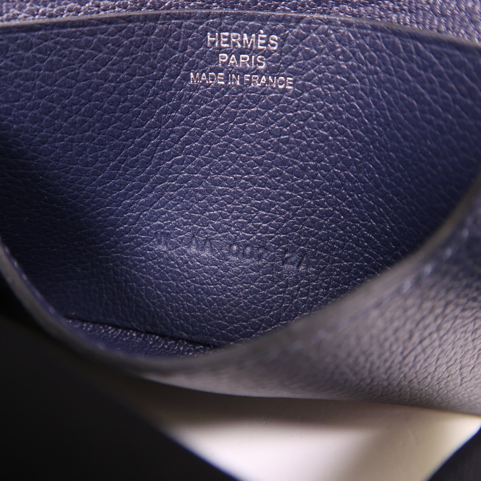 HERMES Evercolor皮革Dogon Card Case銀扣卡片套Navy