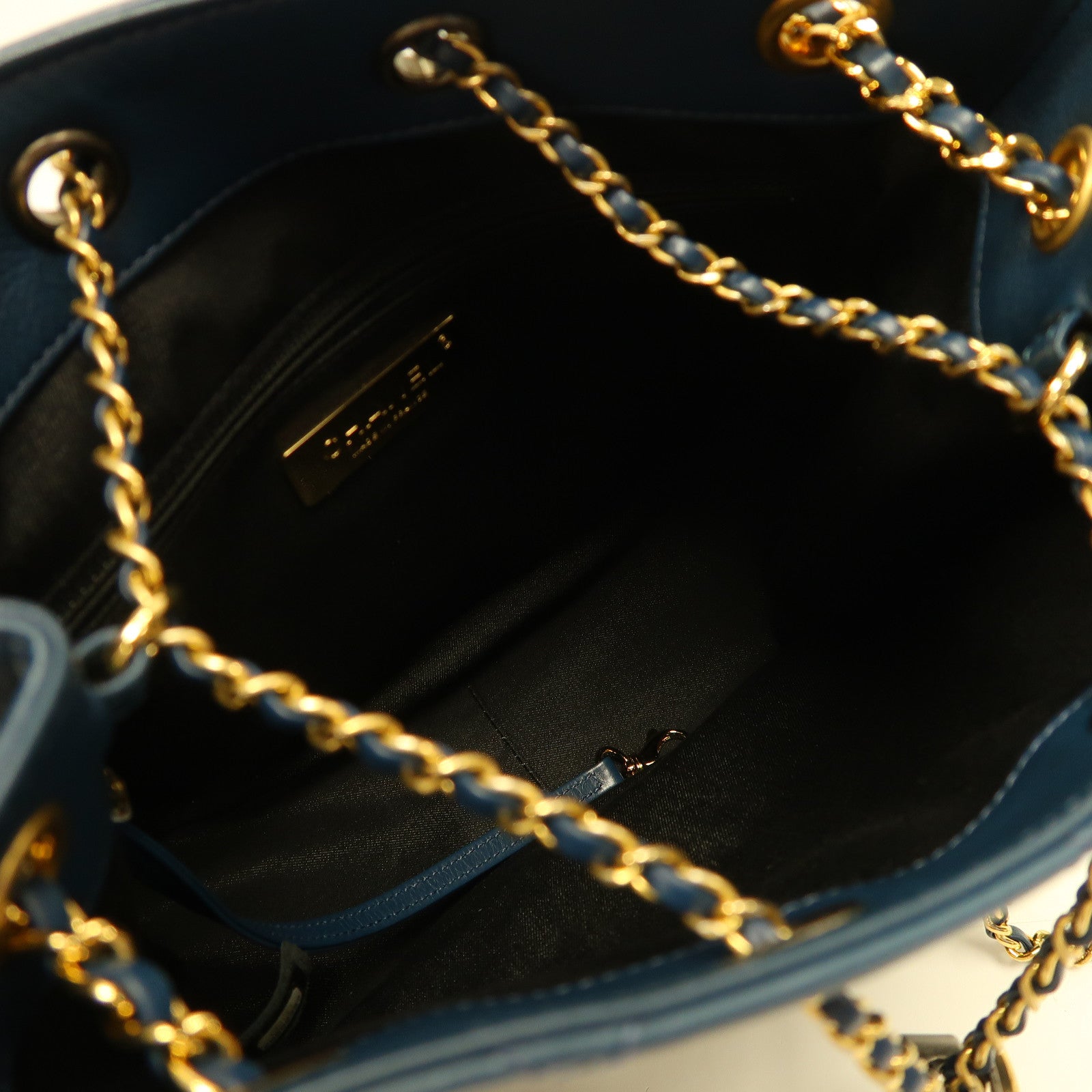CHANEL 【激減優惠】菱格牛皮皮革Shoulder Bag金扣鏈帶肩背袋藍色
