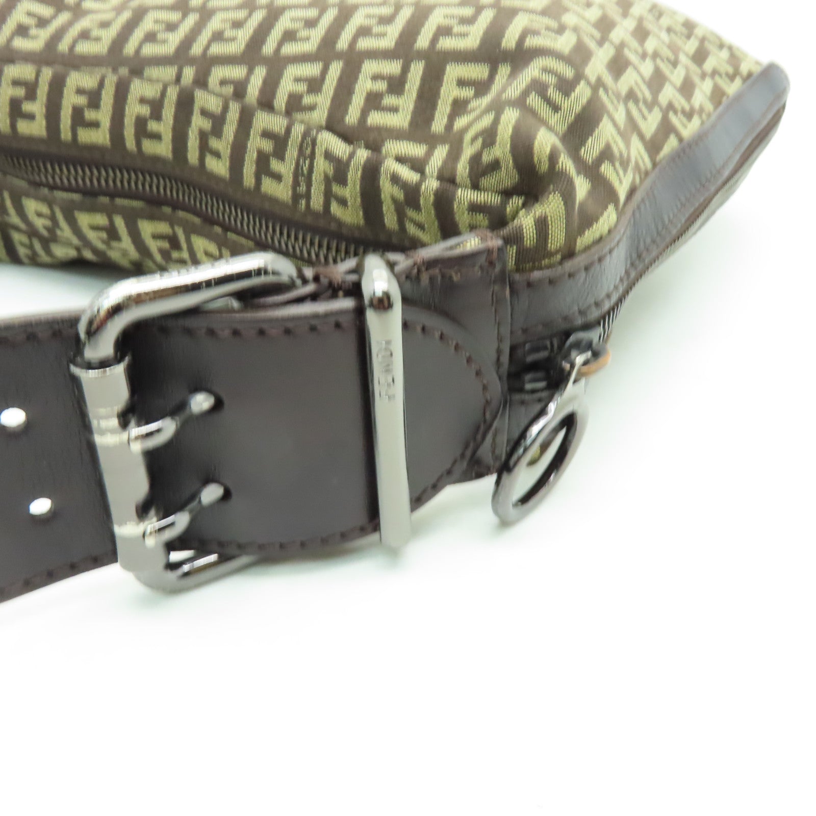 FENDI 帆布Shoulder Bag銀扣肩背袋啡色