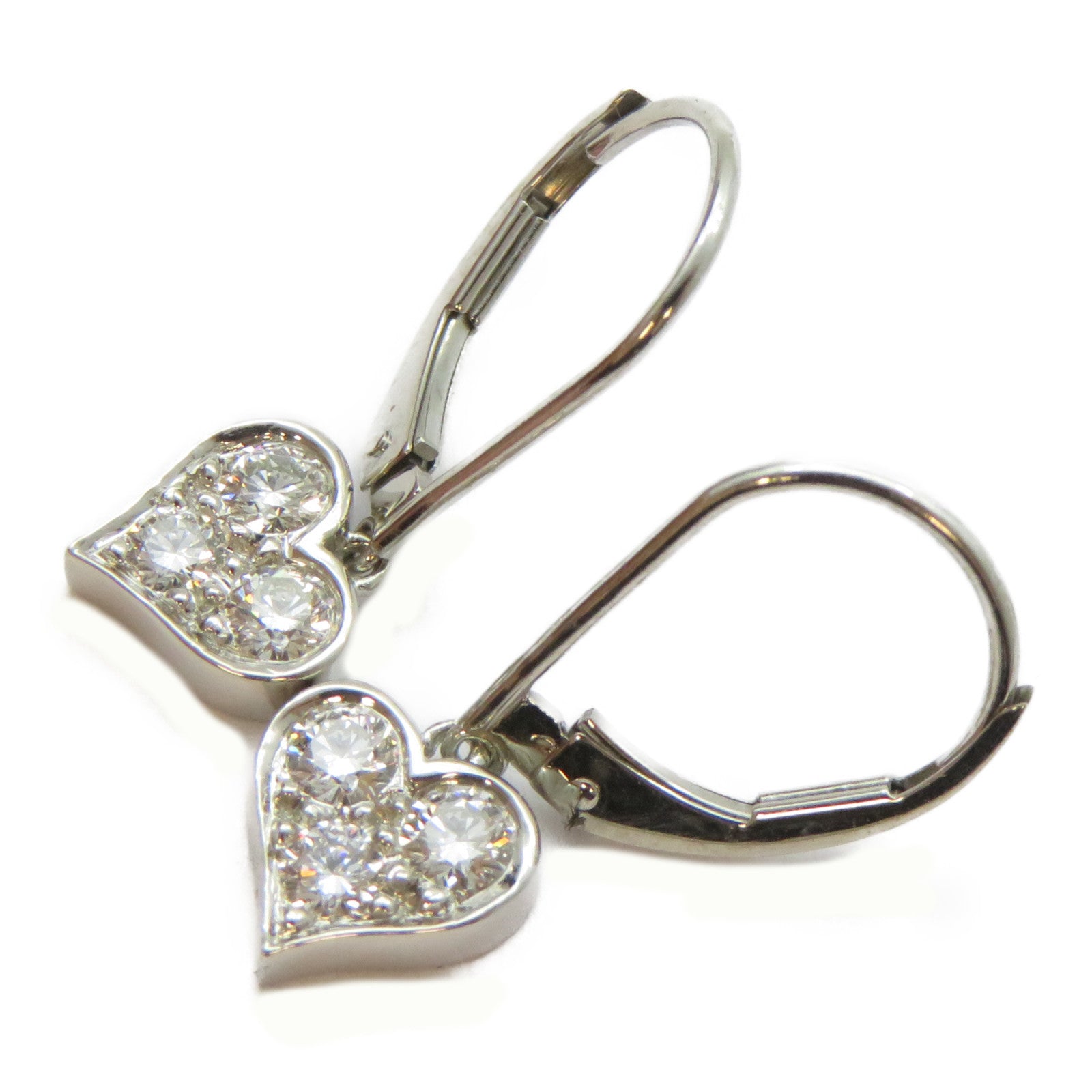TIFFANY＆CO PT950鉑金Heart Diamond Earrings鑽石耳環