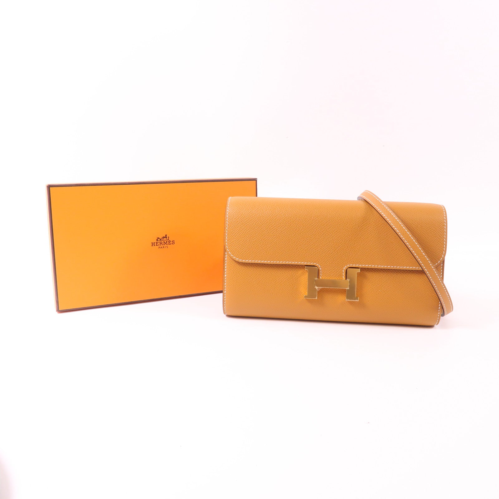 HERMES Epsom皮革Constance To Go金扣肩背袋Toffee