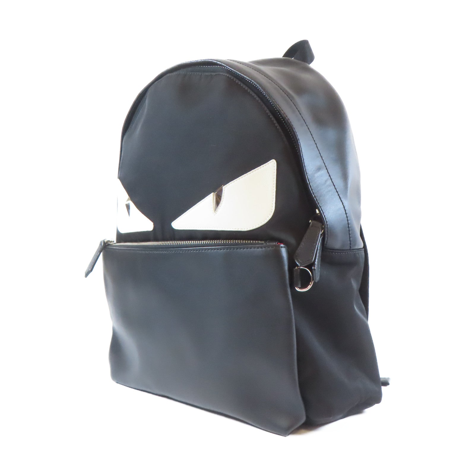 FENDI 牛皮皮革Backpack銀扣背包黑色