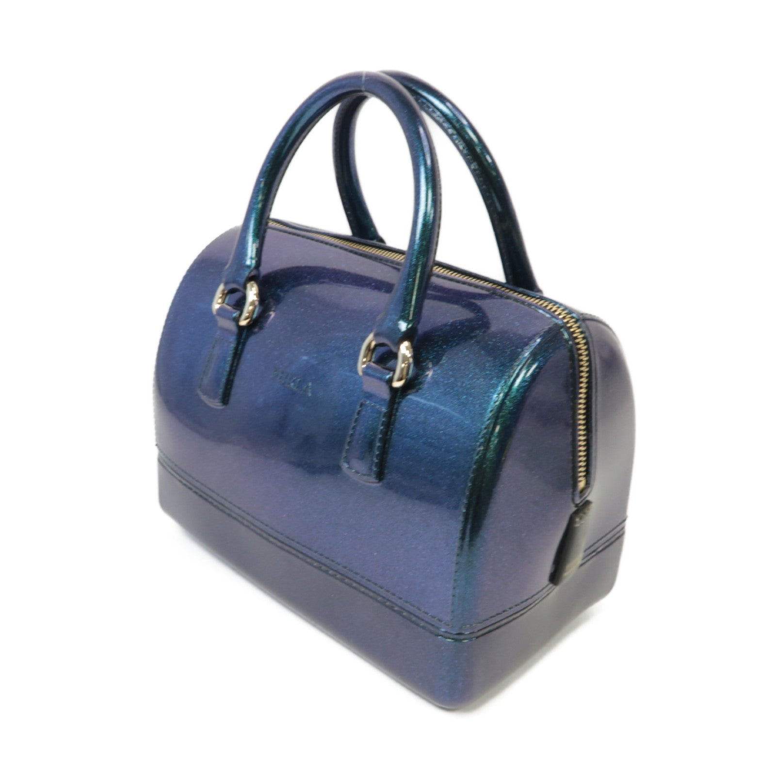 Furla 【激減優惠】PVC Handbag金扣手挽袋藍色