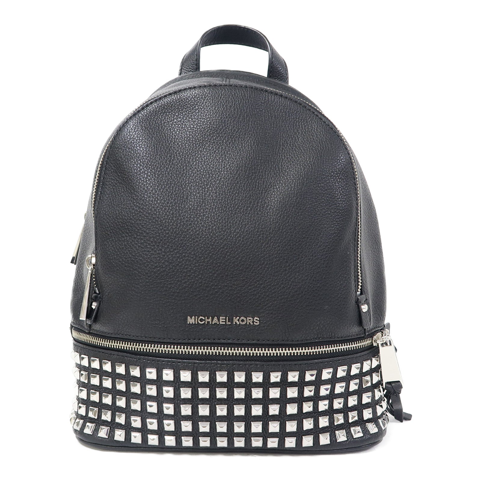 Michael Kors 皮革Backpack銀扣背包黑色