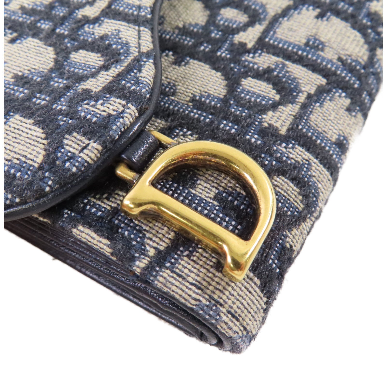Dior Oblique帆布Mini Wallet金扣短錢包藍色