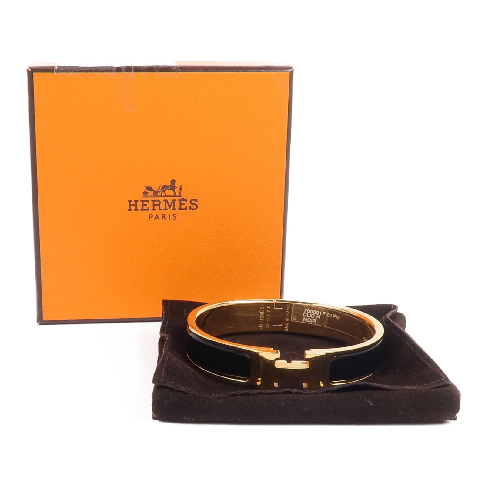 HERMES 金屬/琺瑯Clic H Bracelet手鐲Noir